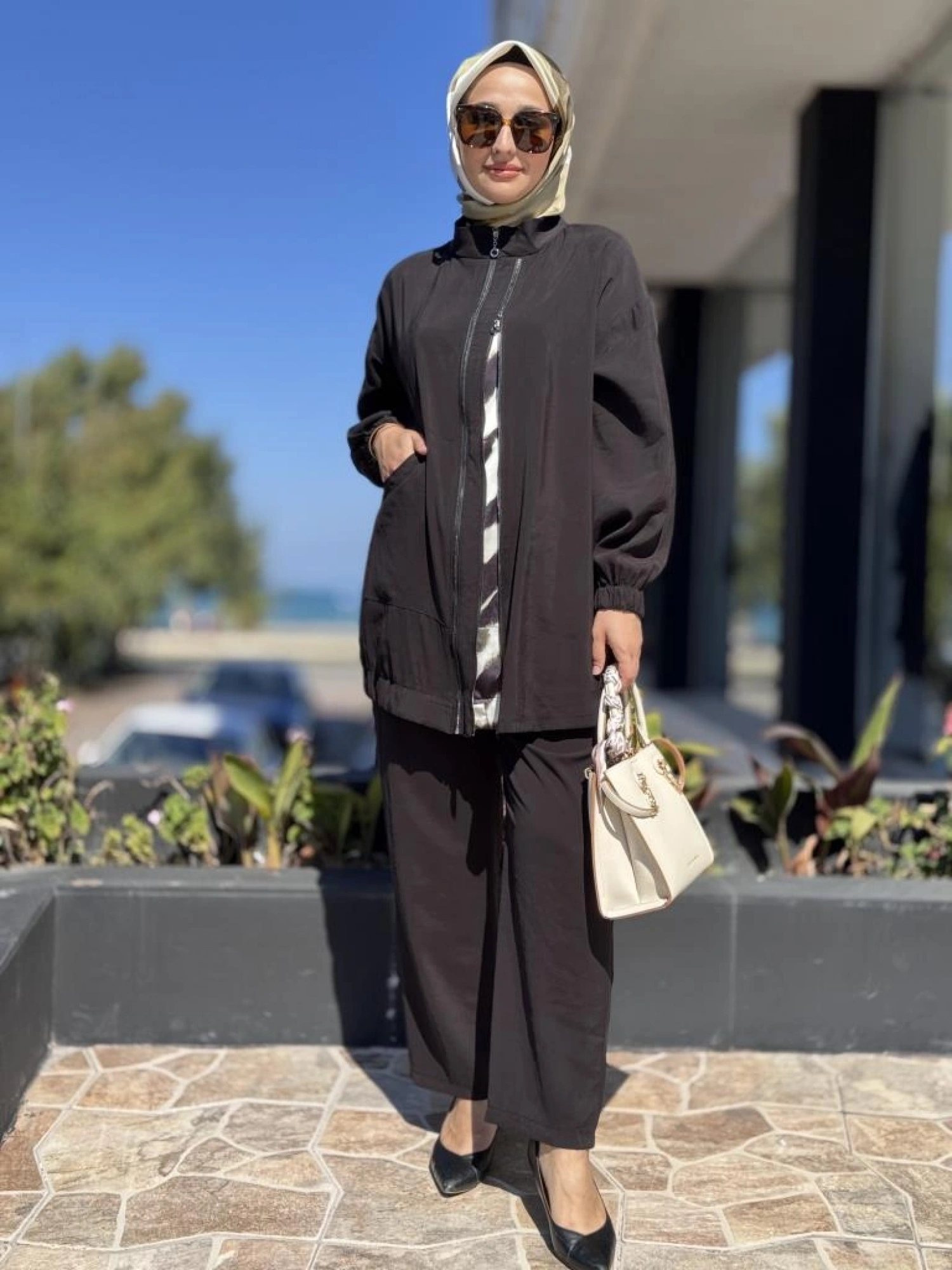 Almarwah Çift Fermuar Detaylı Cepli Kap Pantolon Takım 202894