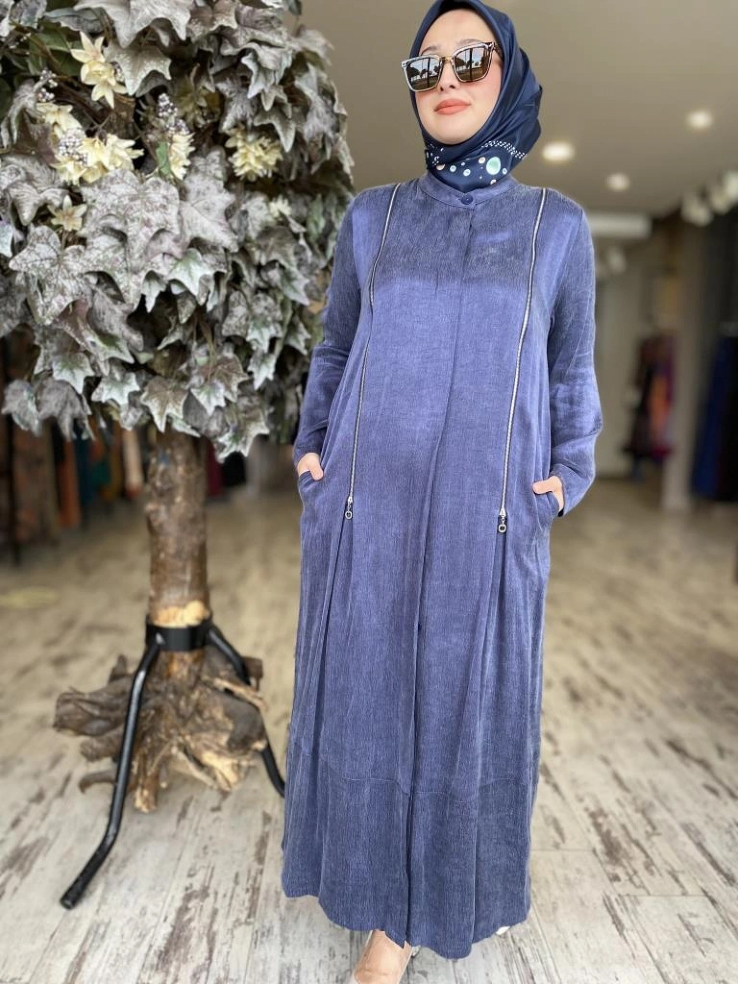 Almarwah Fermuar Detaylı Cupra İpek Kap 404915