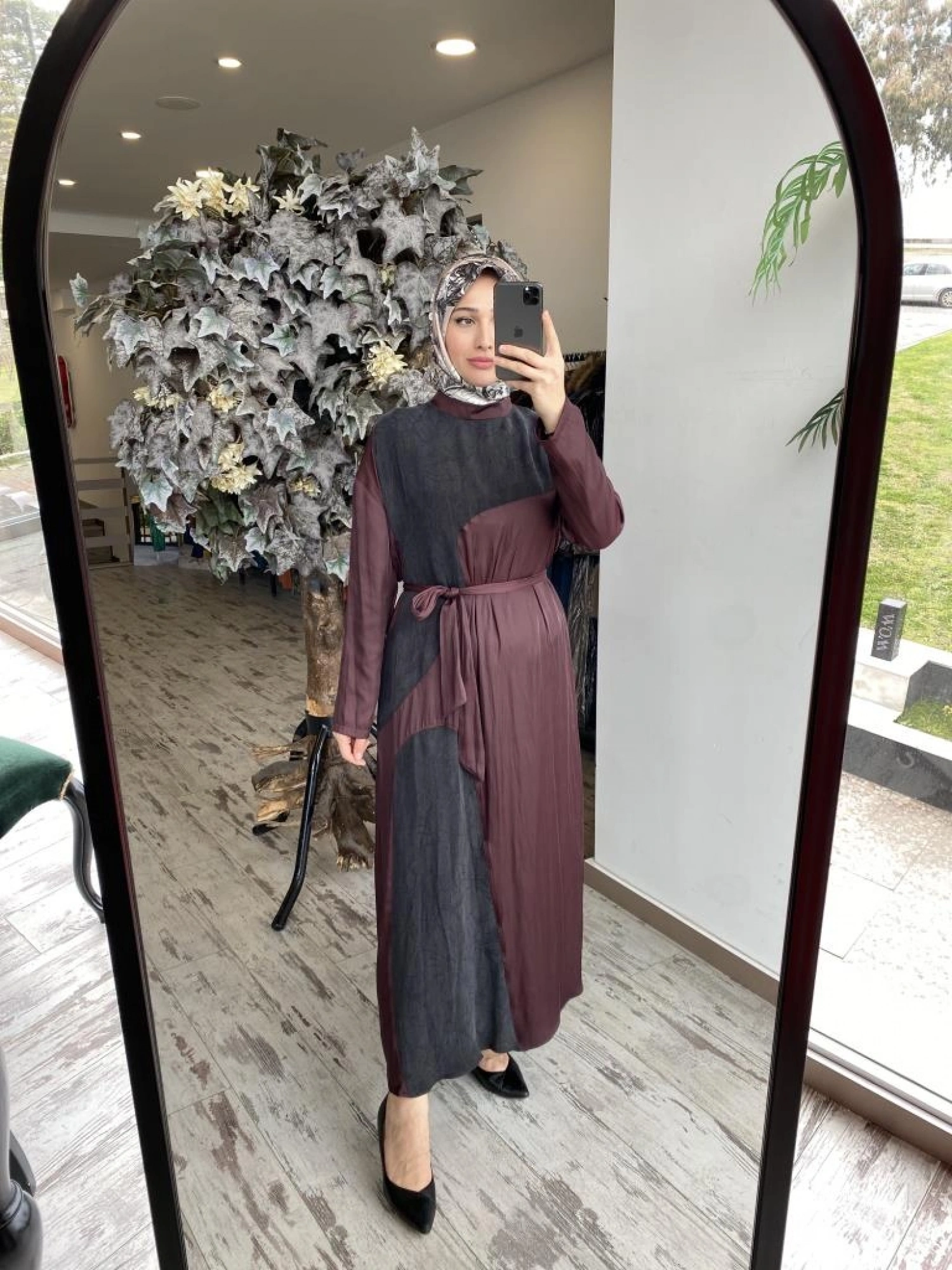 Almarwah Kraşlı Cupra Detaylı Elbise 303819