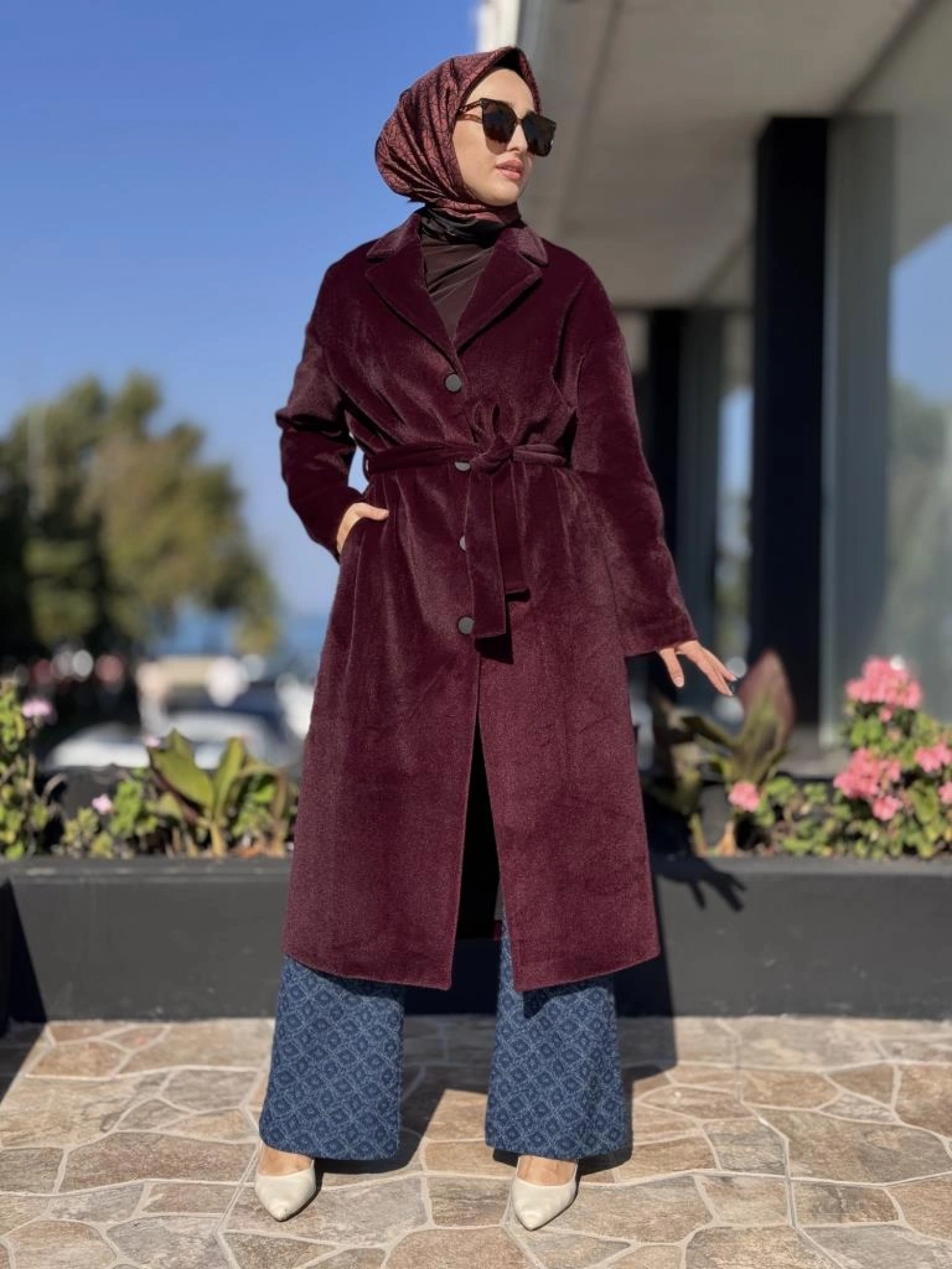 Almarwah Kruvaze Yaka Çıtçıtlı Kuşaklı Kaban 505322