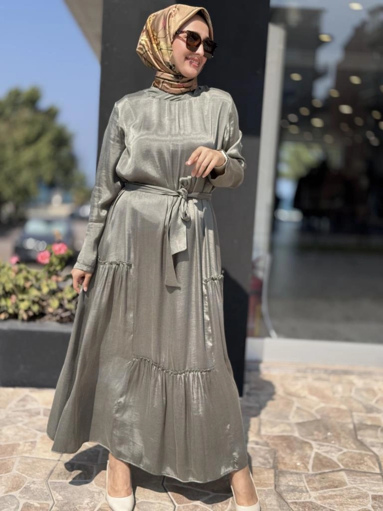 Almarwah Liosel Yeşil Elbise 303848