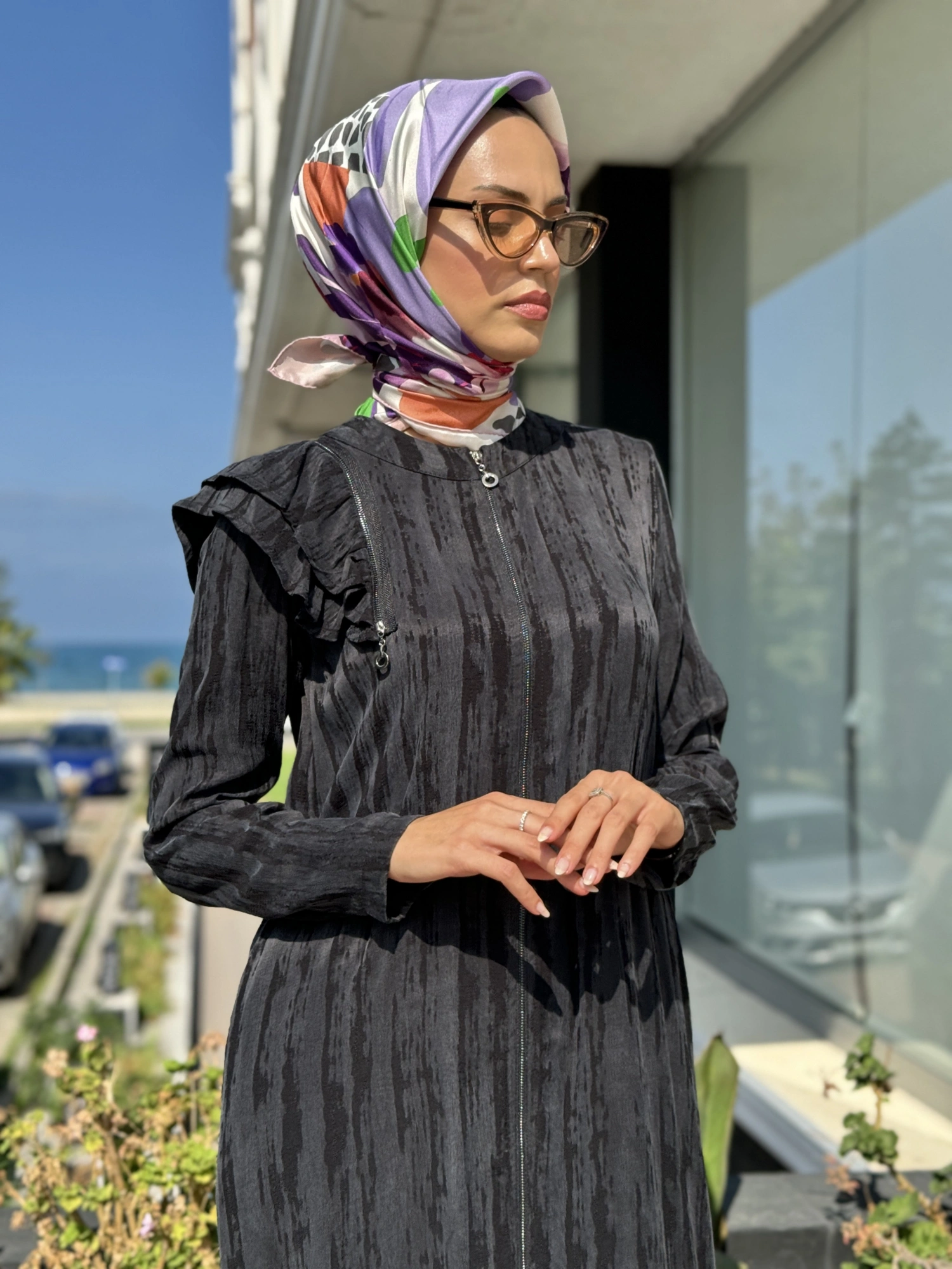 Almarwah Omuz Fermuar Detaylı Fermaurlı Cupra İpek Kap 404890