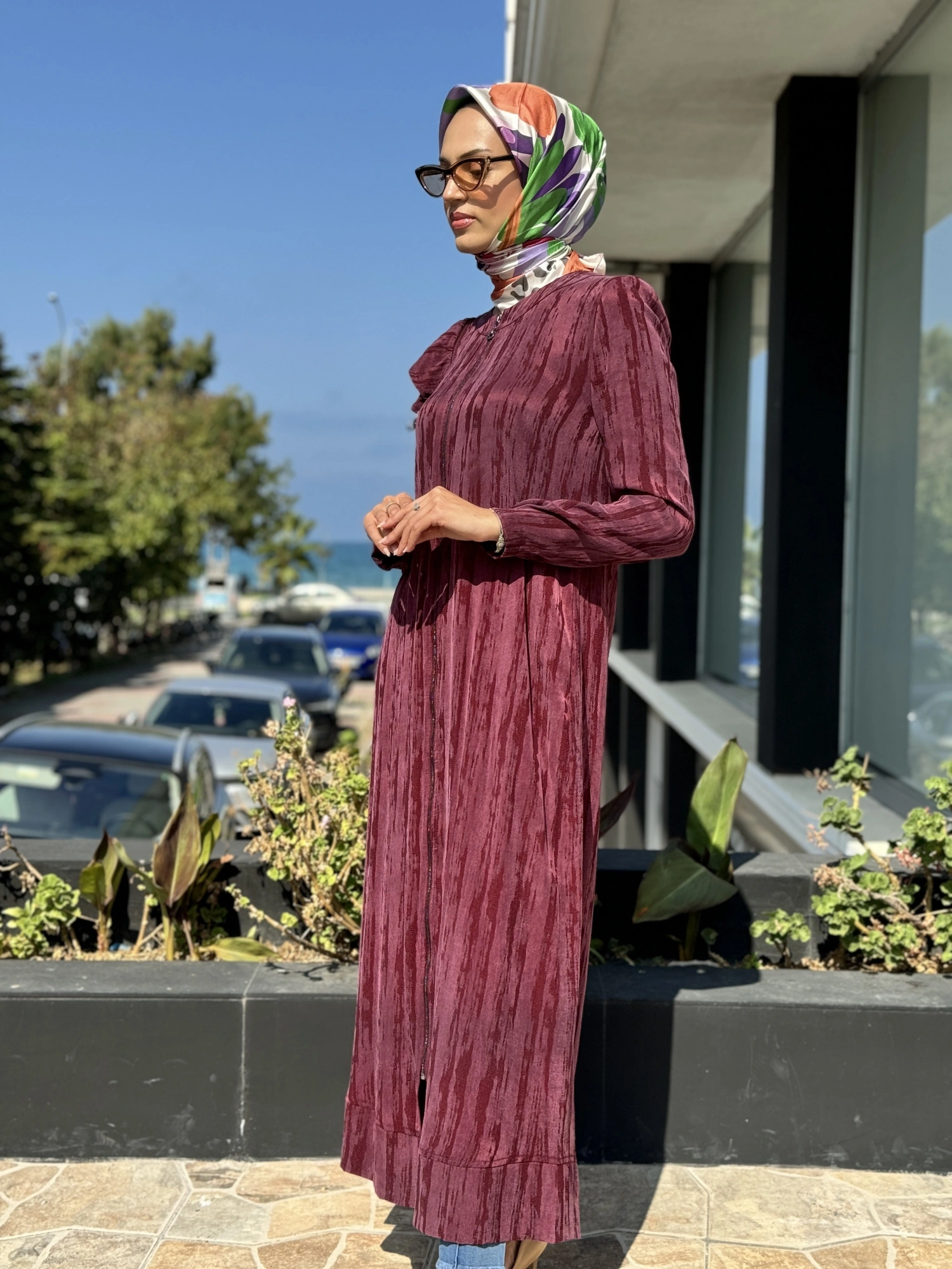 Almarwah Omuz Fermuar Detaylı Fermaurlı Cupra İpek Kap 404890