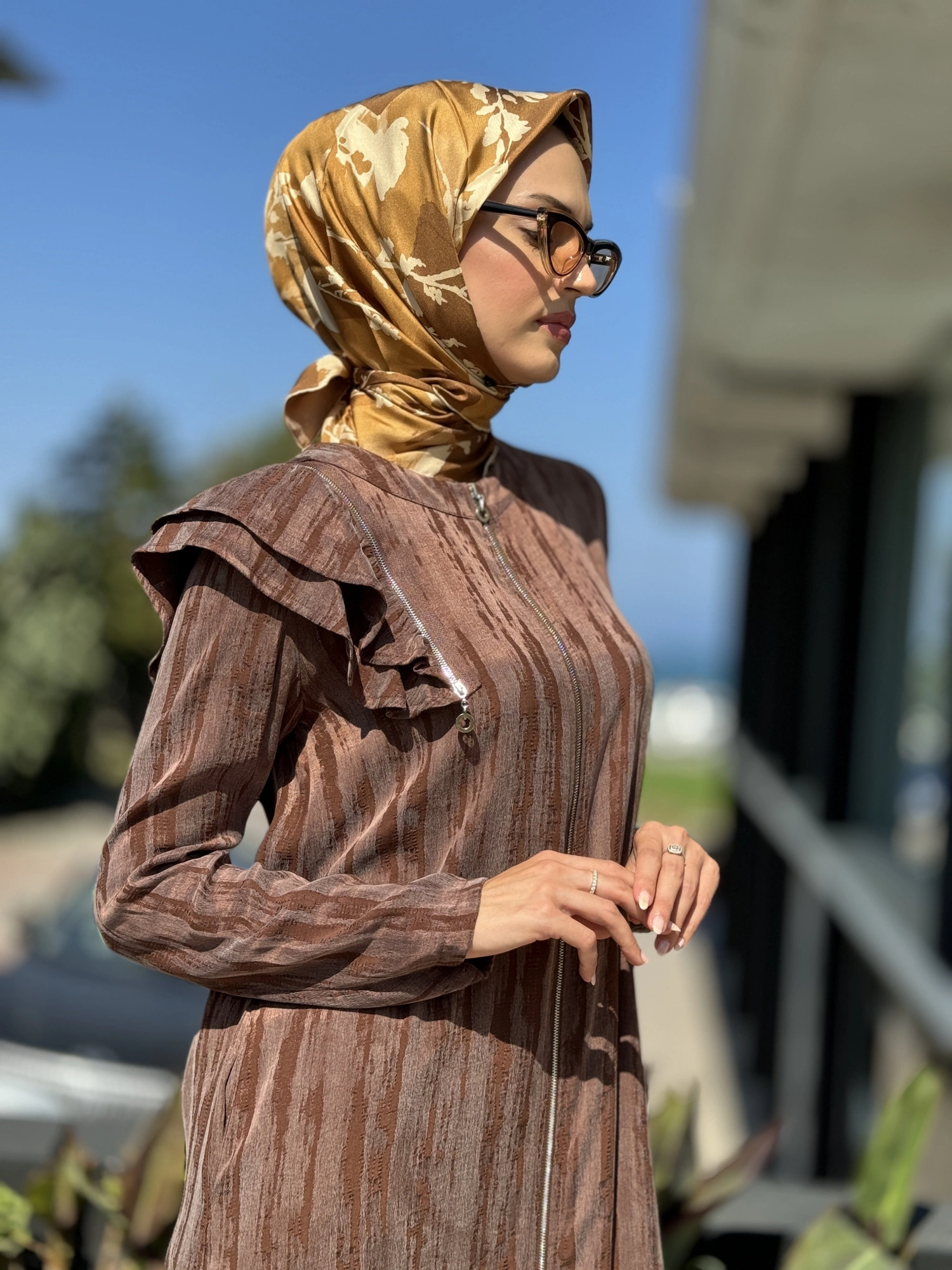 Almarwah Omuz Fermuar Detaylı Fermaurlı Cupra İpek Kap 404890