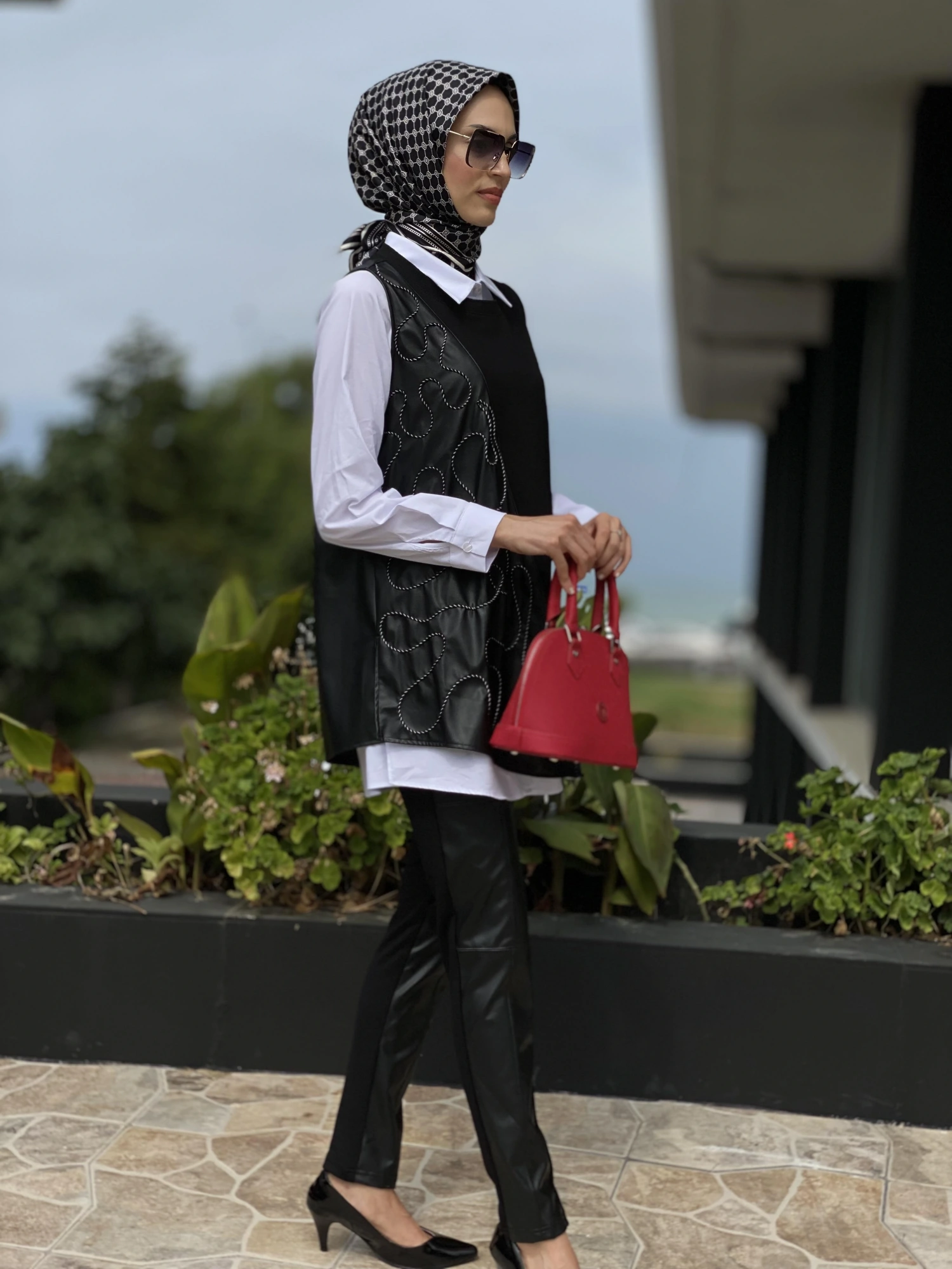 Almarwah Önü Deri Siyah Tayt 606024