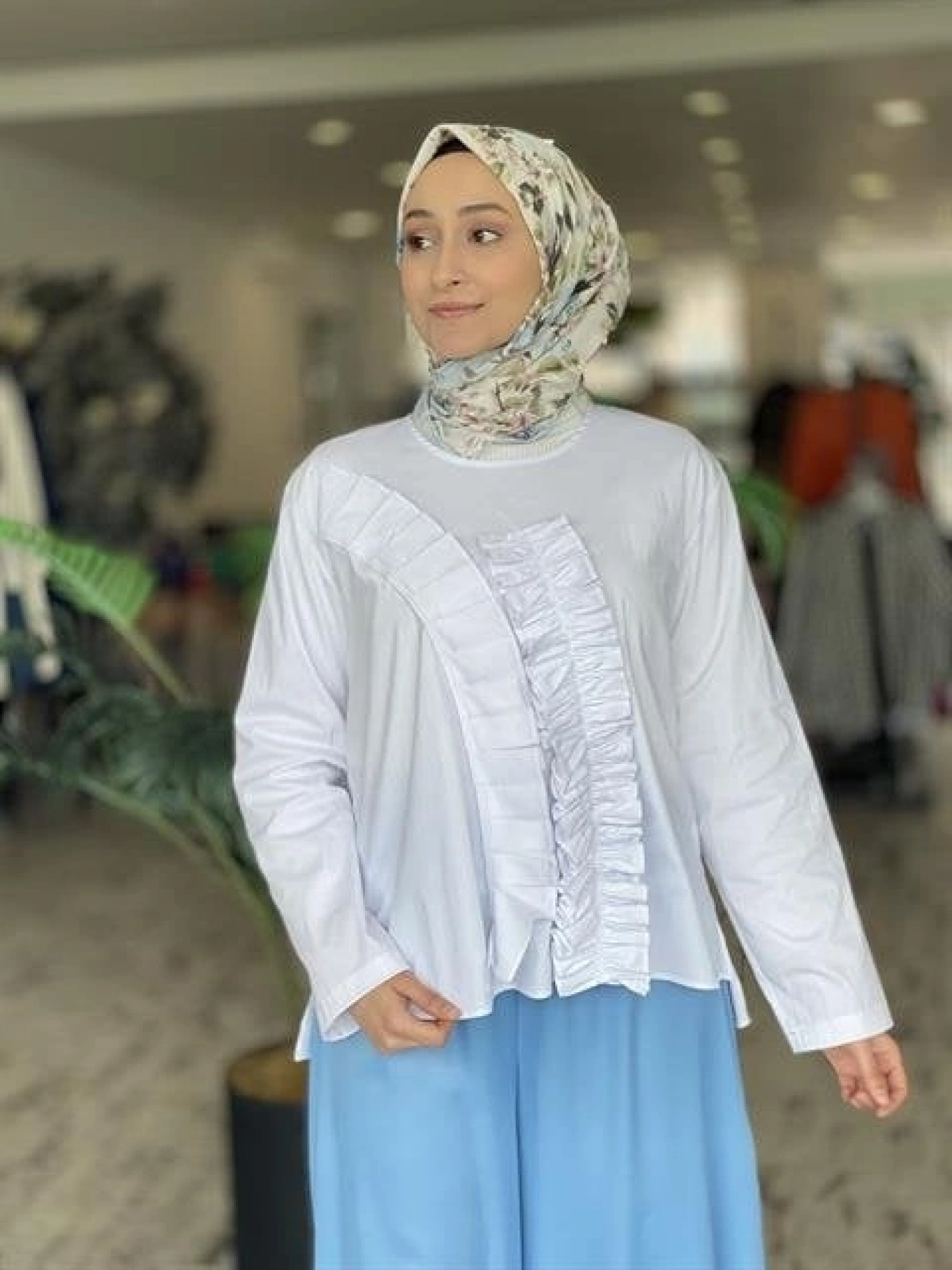 ALMARWAH ÖNÜ FIRFIRLI POPLİN BLUZ (BLK102108 )