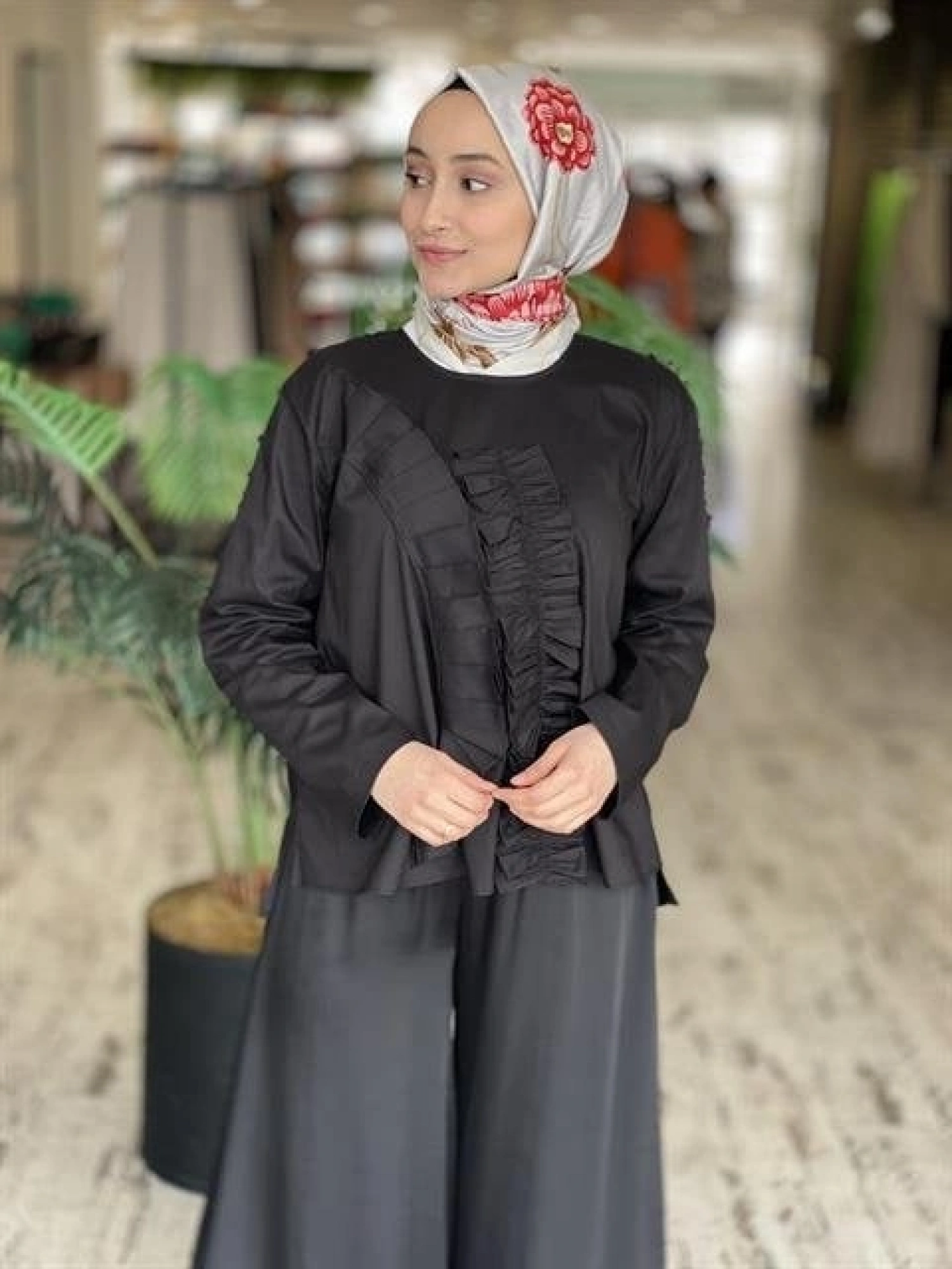 ALMARWAH ÖNÜ FIRFIRLI POPLİN BLUZ (BLK102108 )