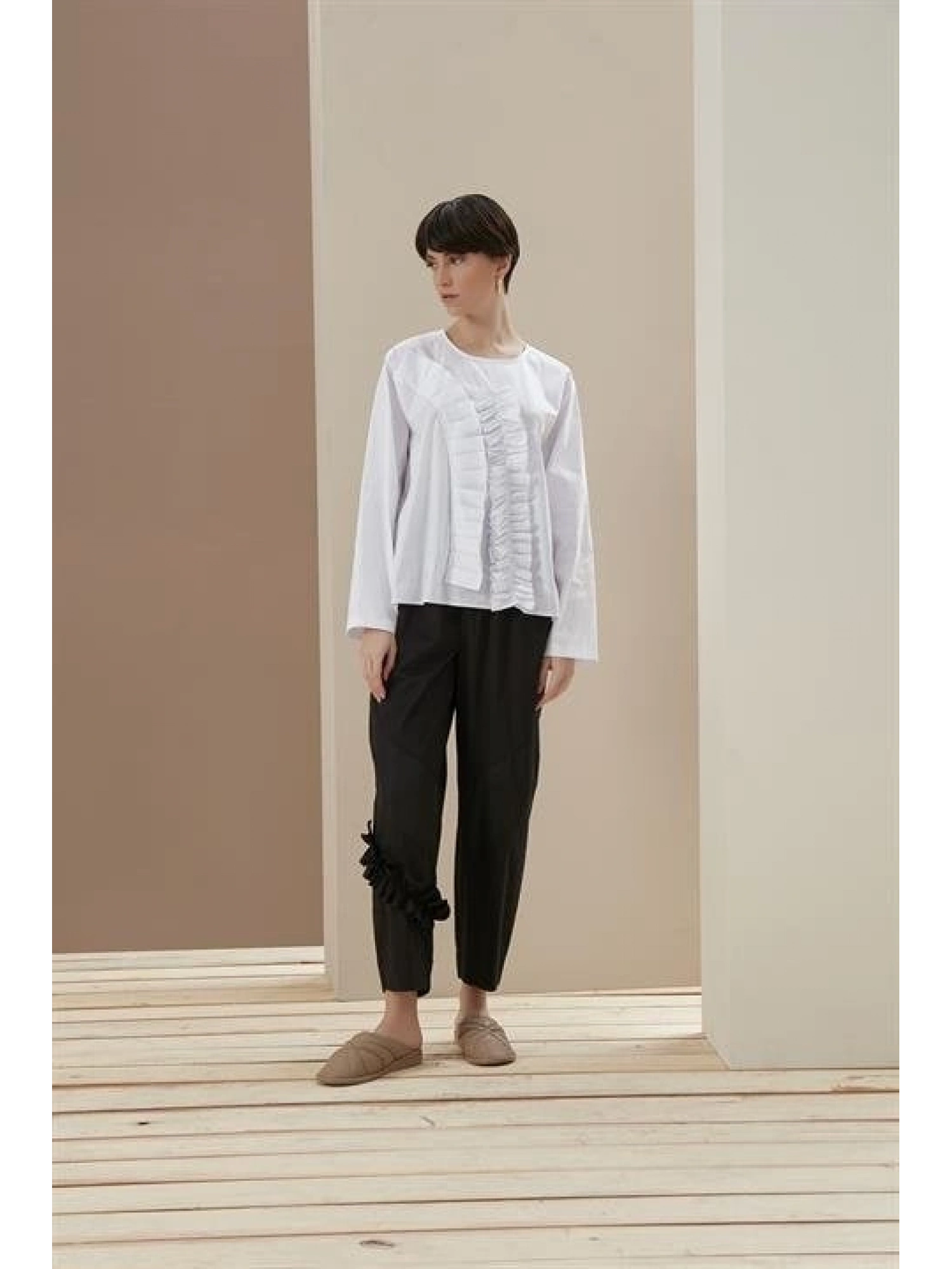 ALMARWAH ÖNÜ FIRFIRLI POPLİN BLUZ (BLK102108 )