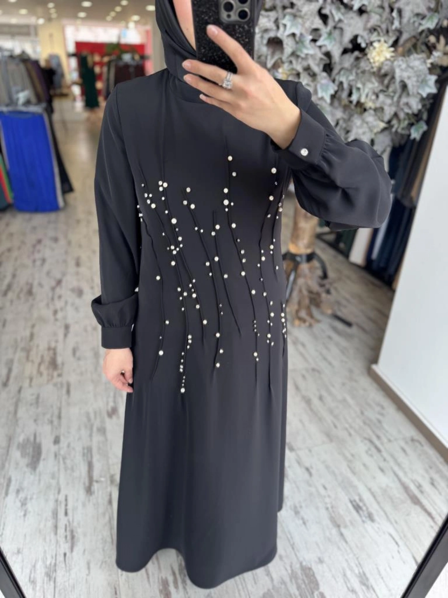 Almarwah Önü İnci ve Taş Detaylı Abiye Elbise 90470