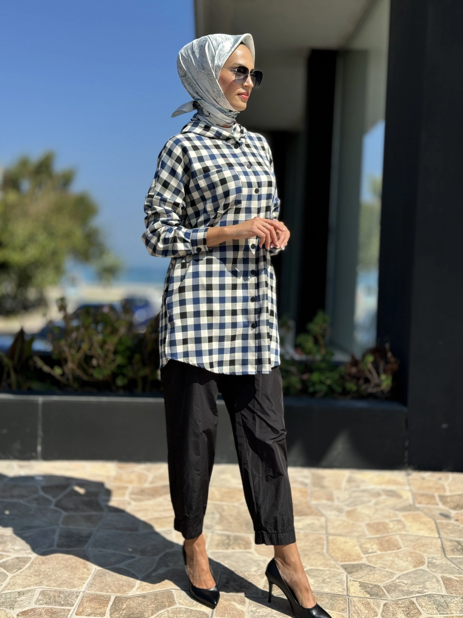 Almarwah Paçası Lastikli Paraşüt Kumaş Siyah Pantolon 606065