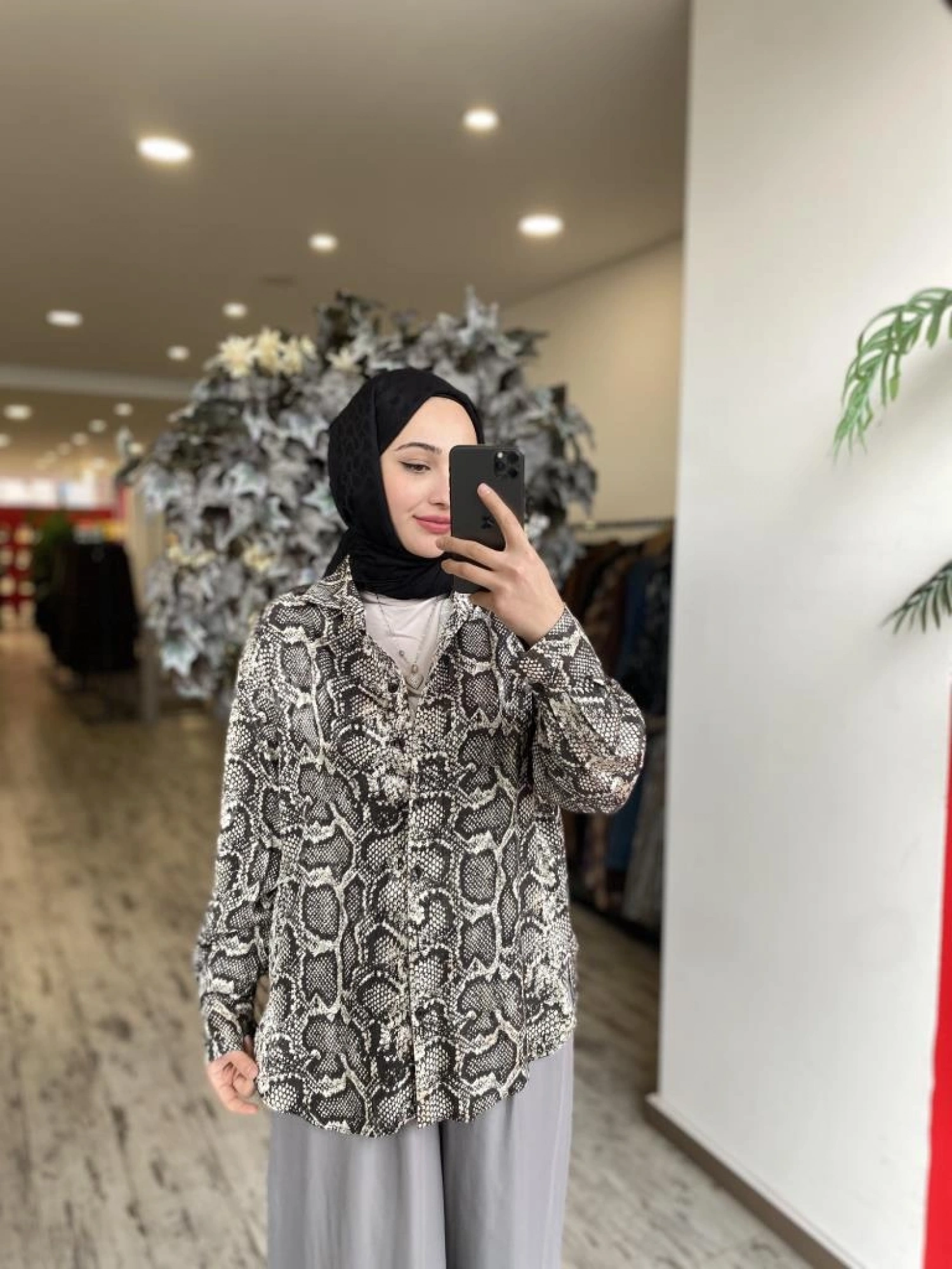 Almarwah Yılan Sırtı Desenli Gömlek 101973-1