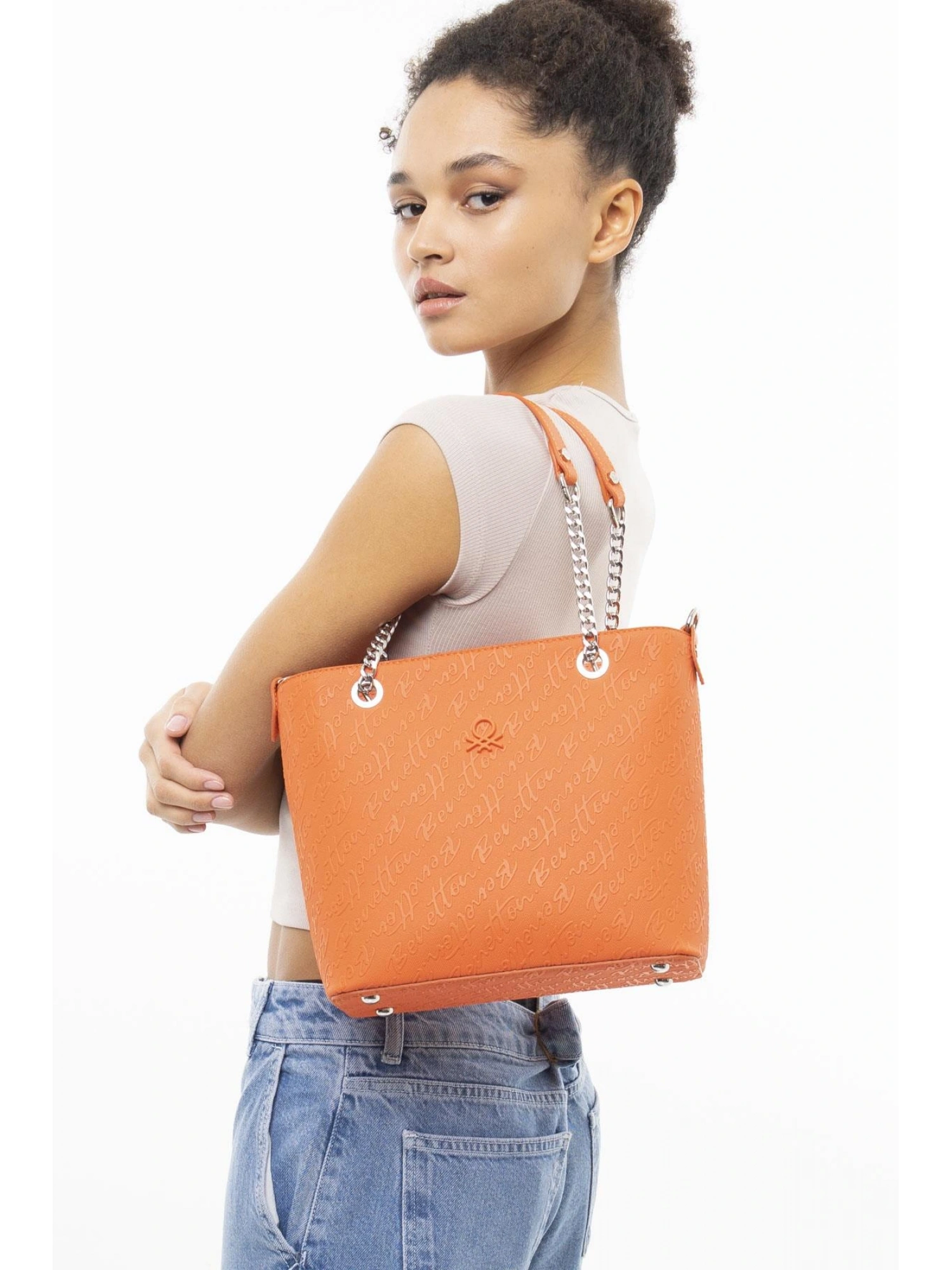 Benetton Monogram Yazılı Kol Çantası BNT1043