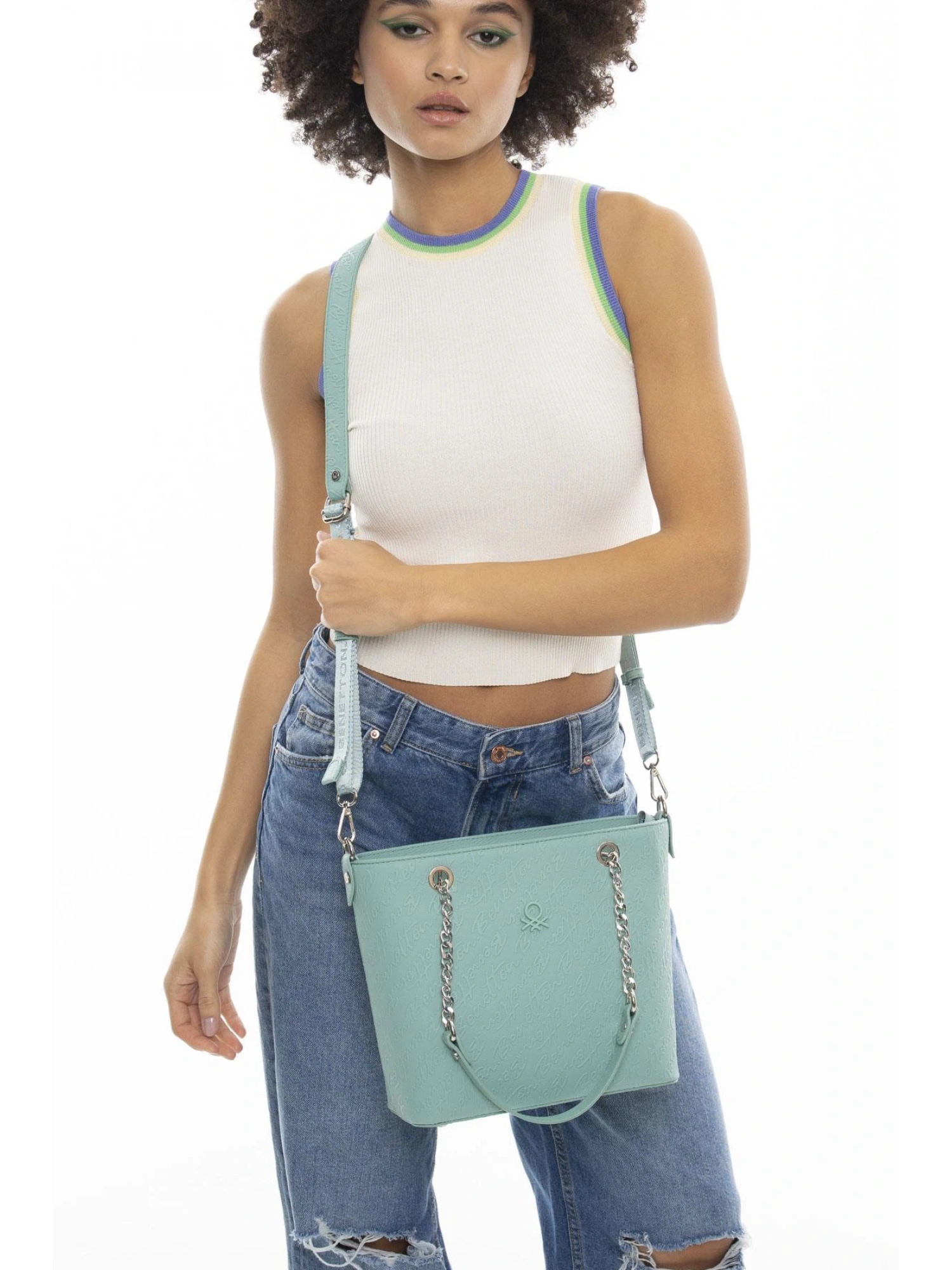 Benetton Monogram Yazılı Kol Çantası BNT1043