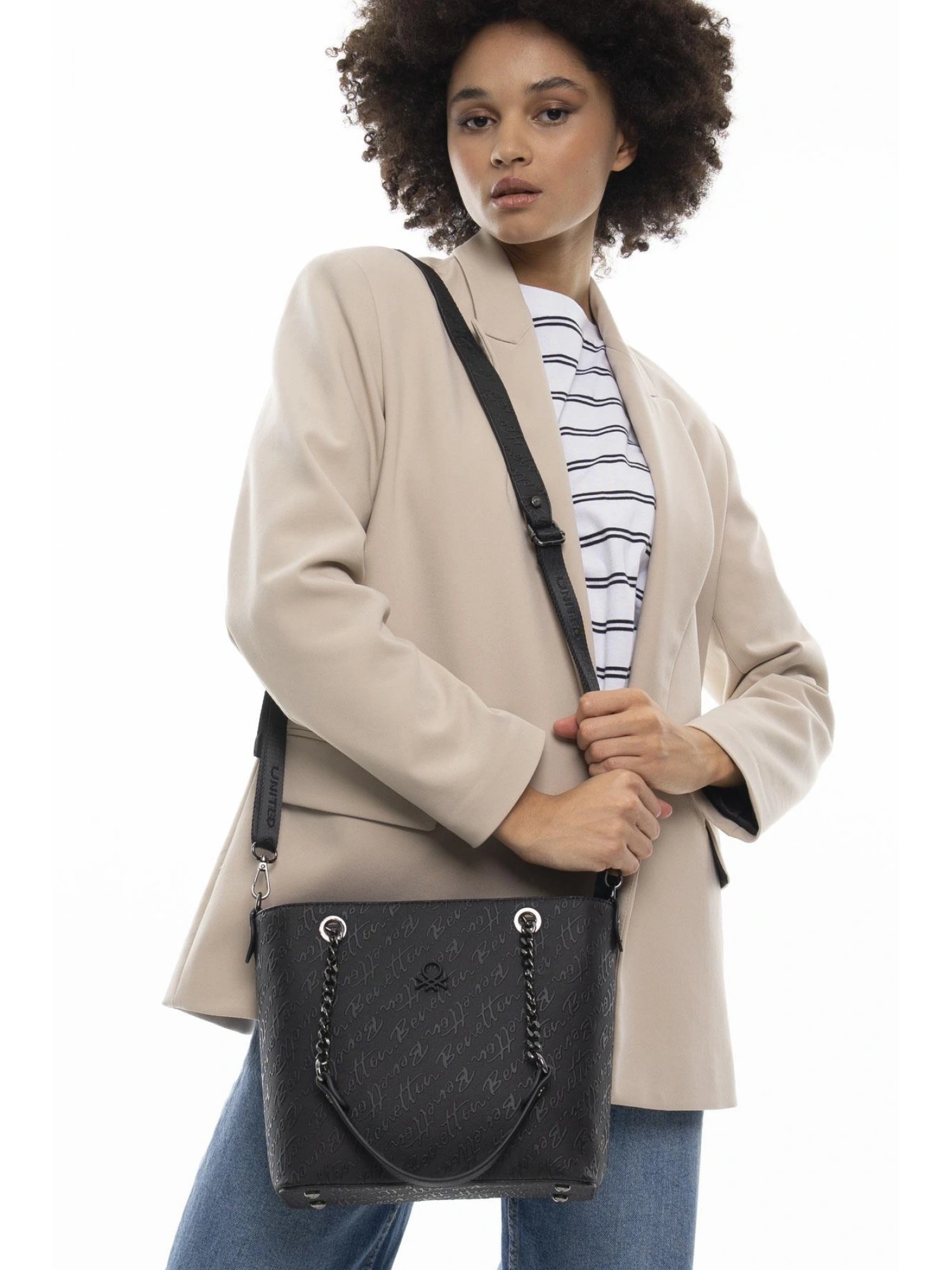 Benetton Monogram Yazılı Kol Çantası BNT1043