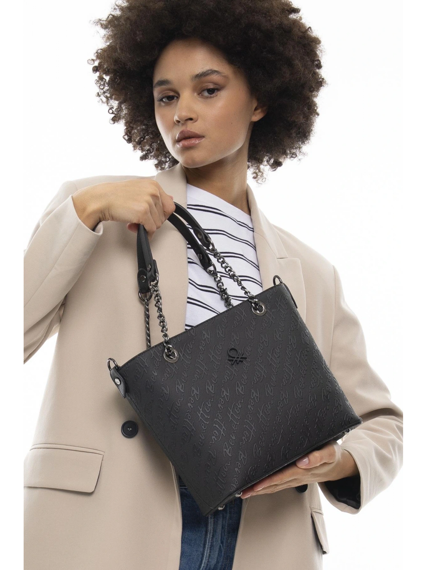 Benetton Monogram Yazılı Kol Çantası BNT1043