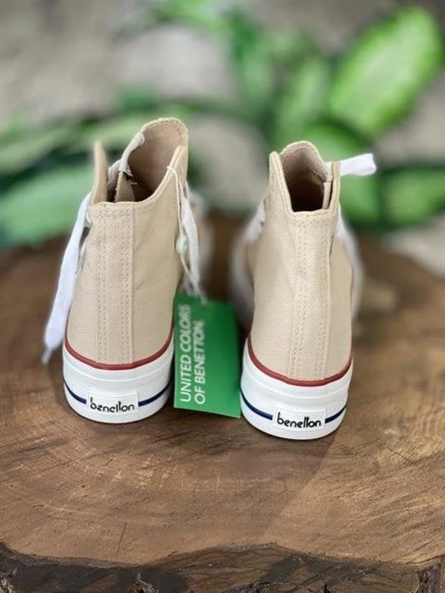 Benetton Yüksek Tabanlı Bej Converse Ayakkabı 30939