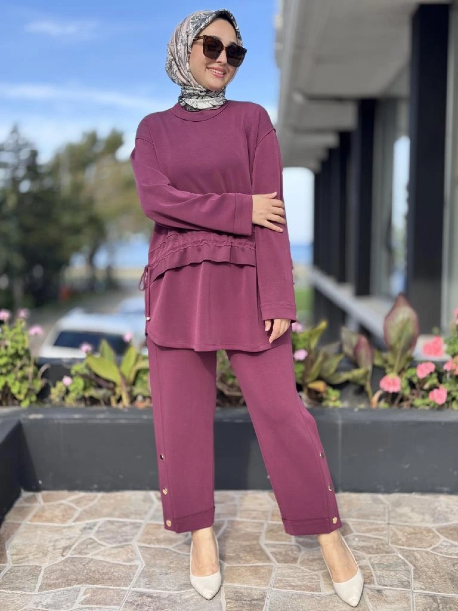 Ghisa Beli Köprü ve Bağcık Detaylı Tunik Pantolon Takım G4122