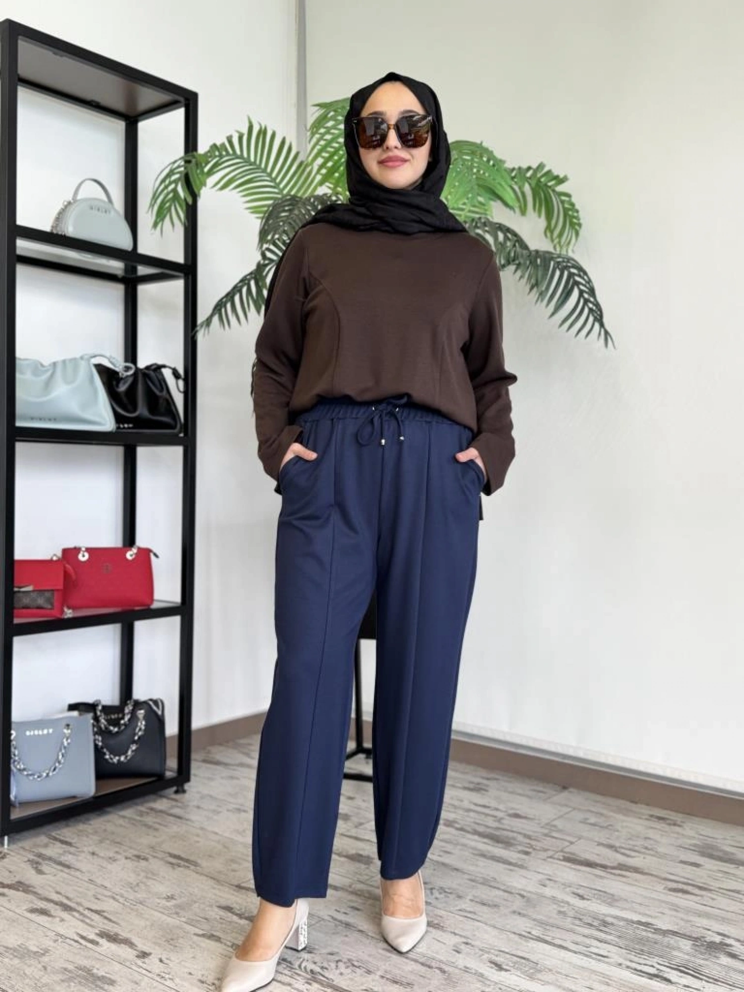 Ghisa Beli Lastikli Cepli Pantolon 8654