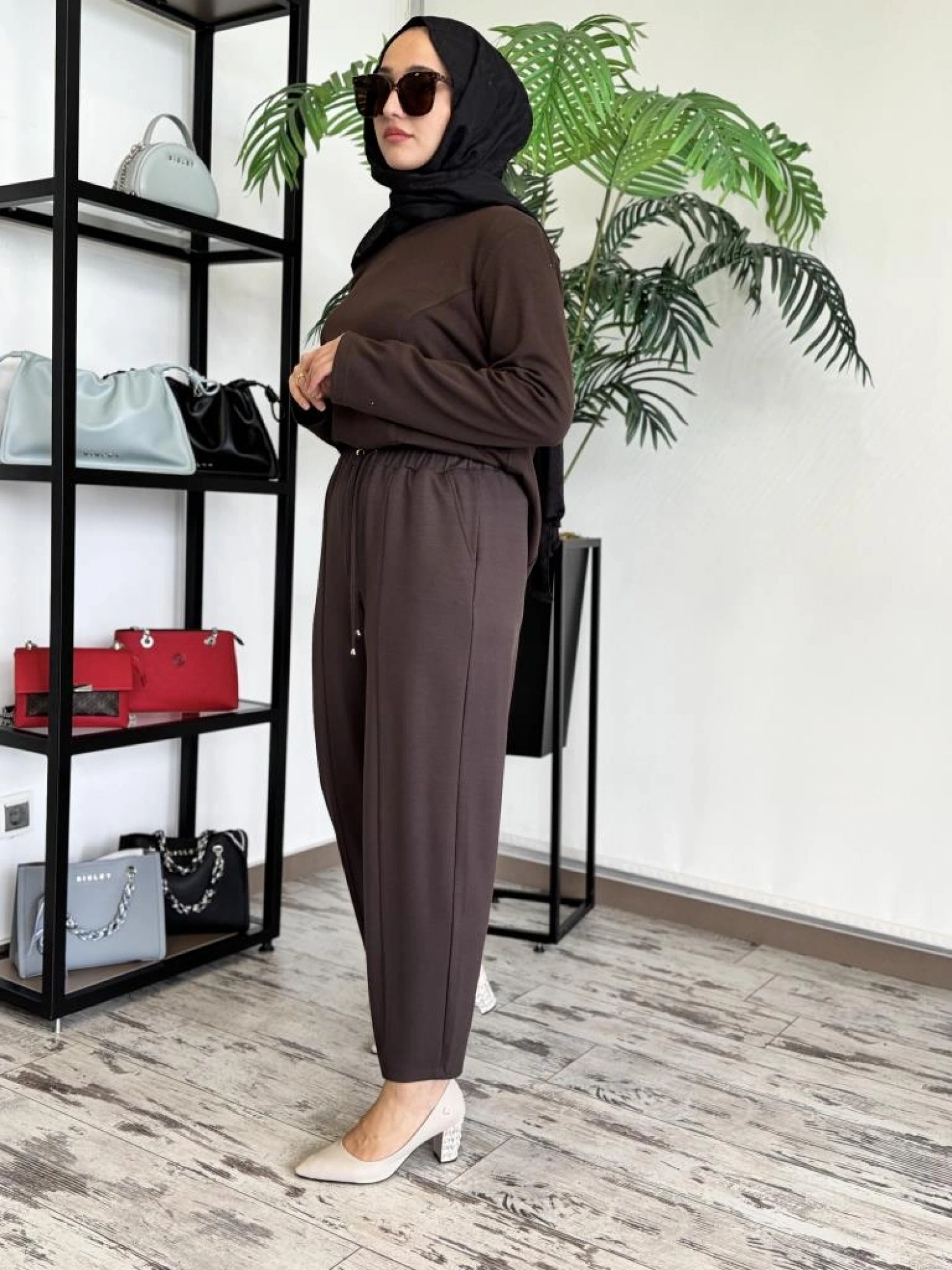 Ghisa Beli Lastikli Cepli Pantolon 8654