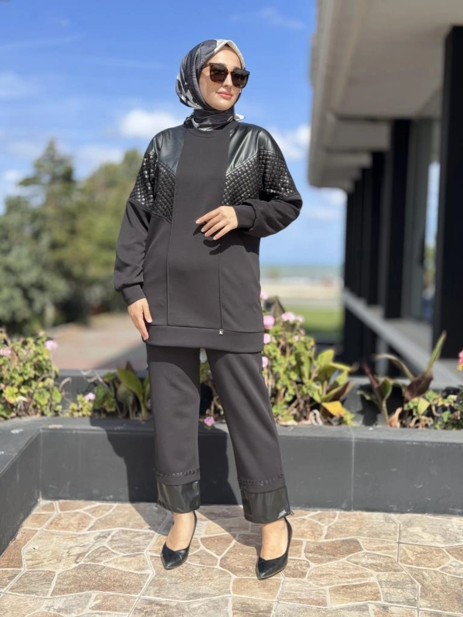 Ghisa Deri ve Payet Detaylı Tunik Pantolon Takım G4147