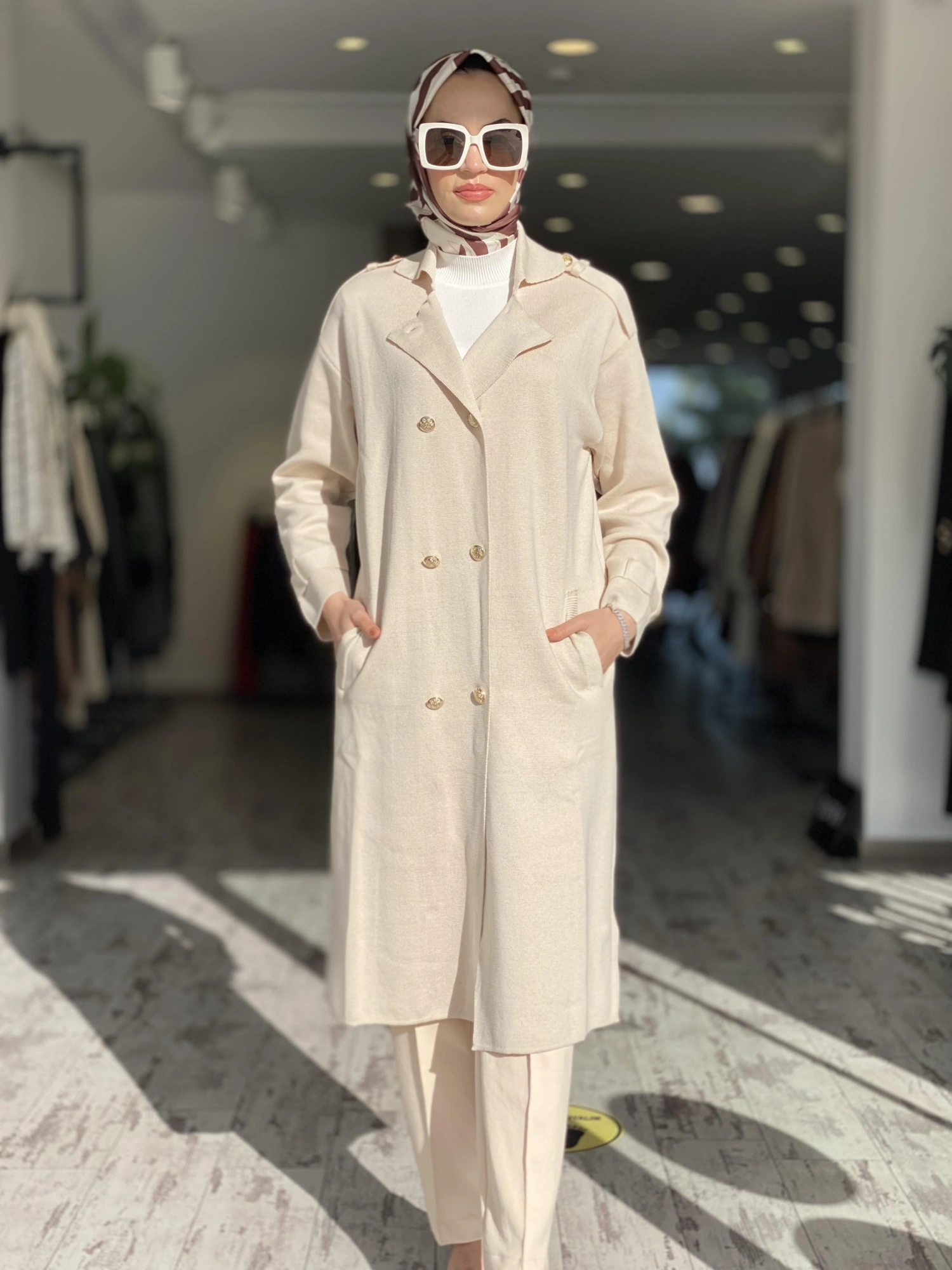 Ghisa Düğme Detaylı Triko Ceket / Trench G3753