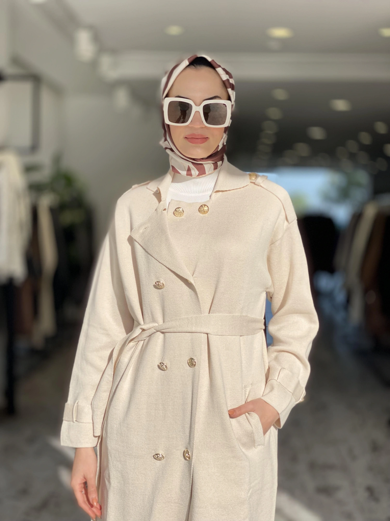 Ghisa Düğme Detaylı Triko Ceket / Trench G3753