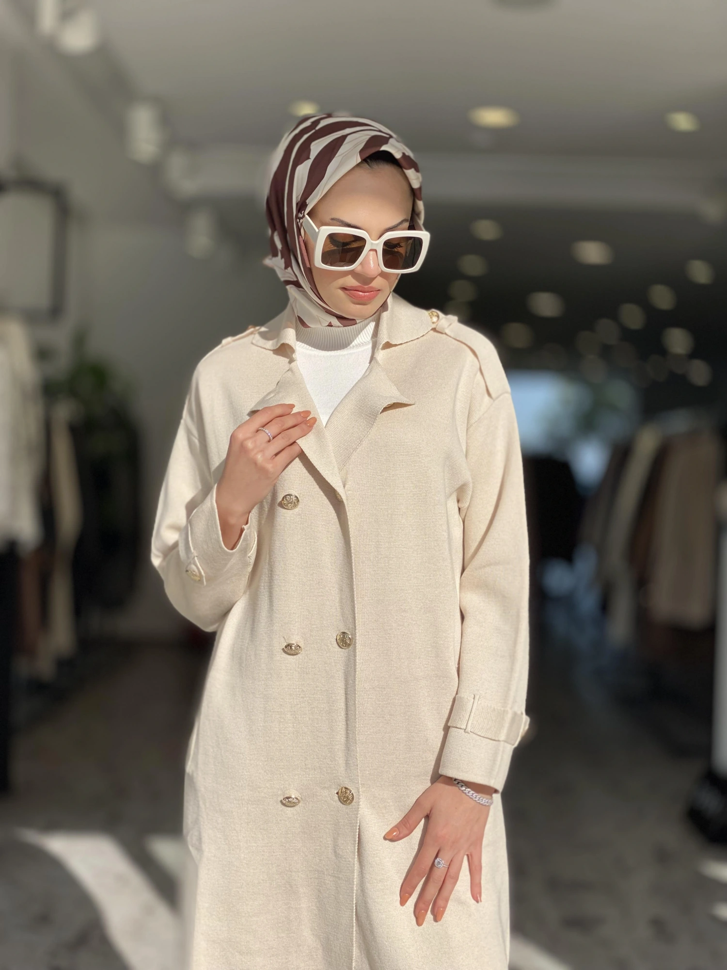 Ghisa Düğme Detaylı Triko Ceket / Trench G3753