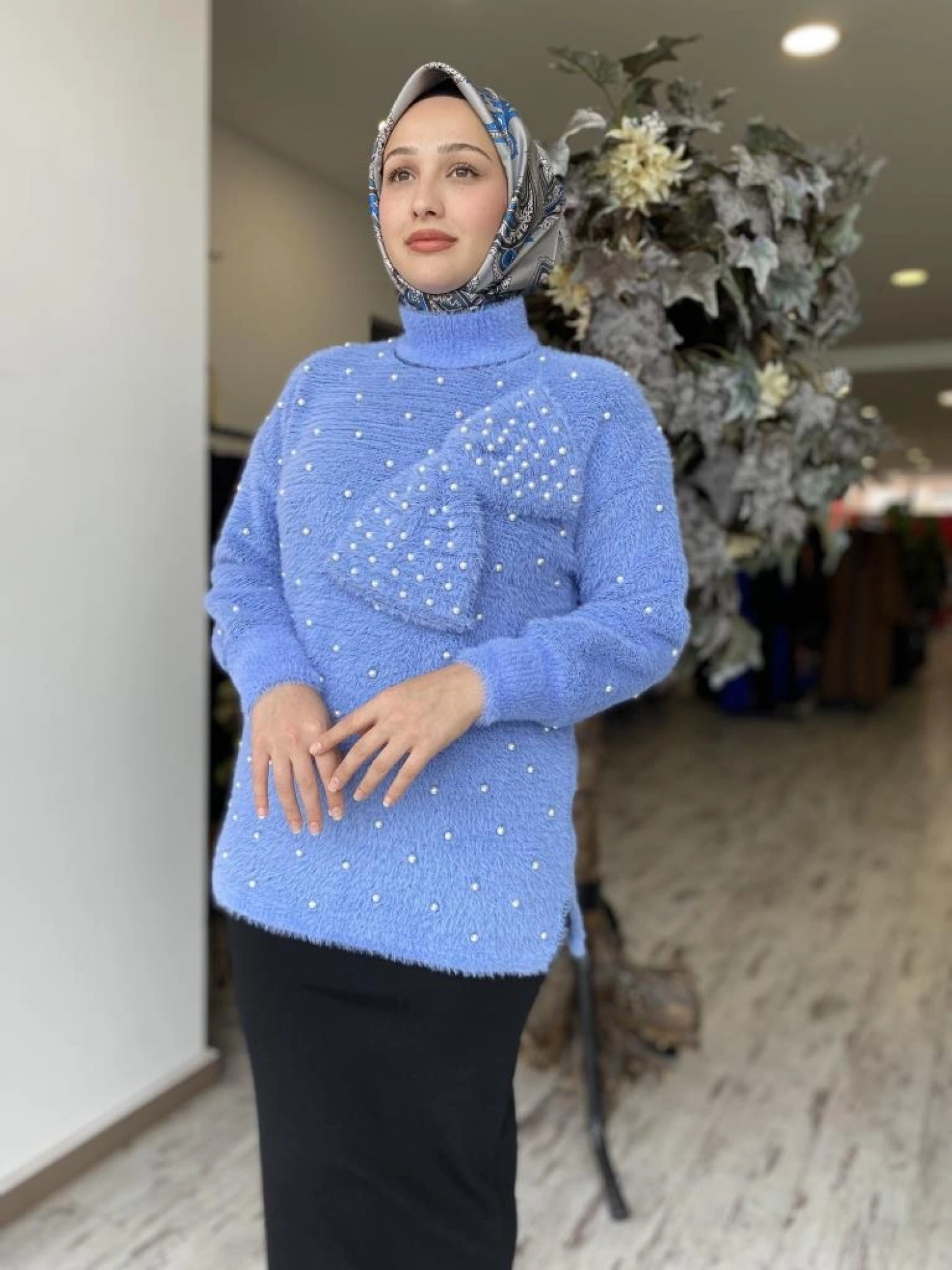 Ghisa Fiyonk Ve İnci Detaylı Tunik G4750