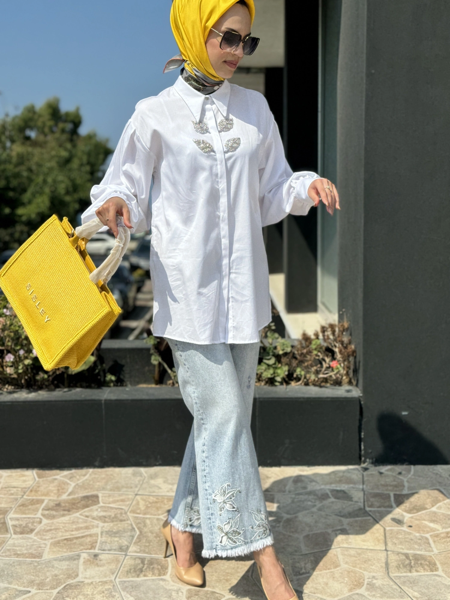 Ghisa Göğüs Ve Kol Detaylı Manişetli Poplin Gömlek 4525