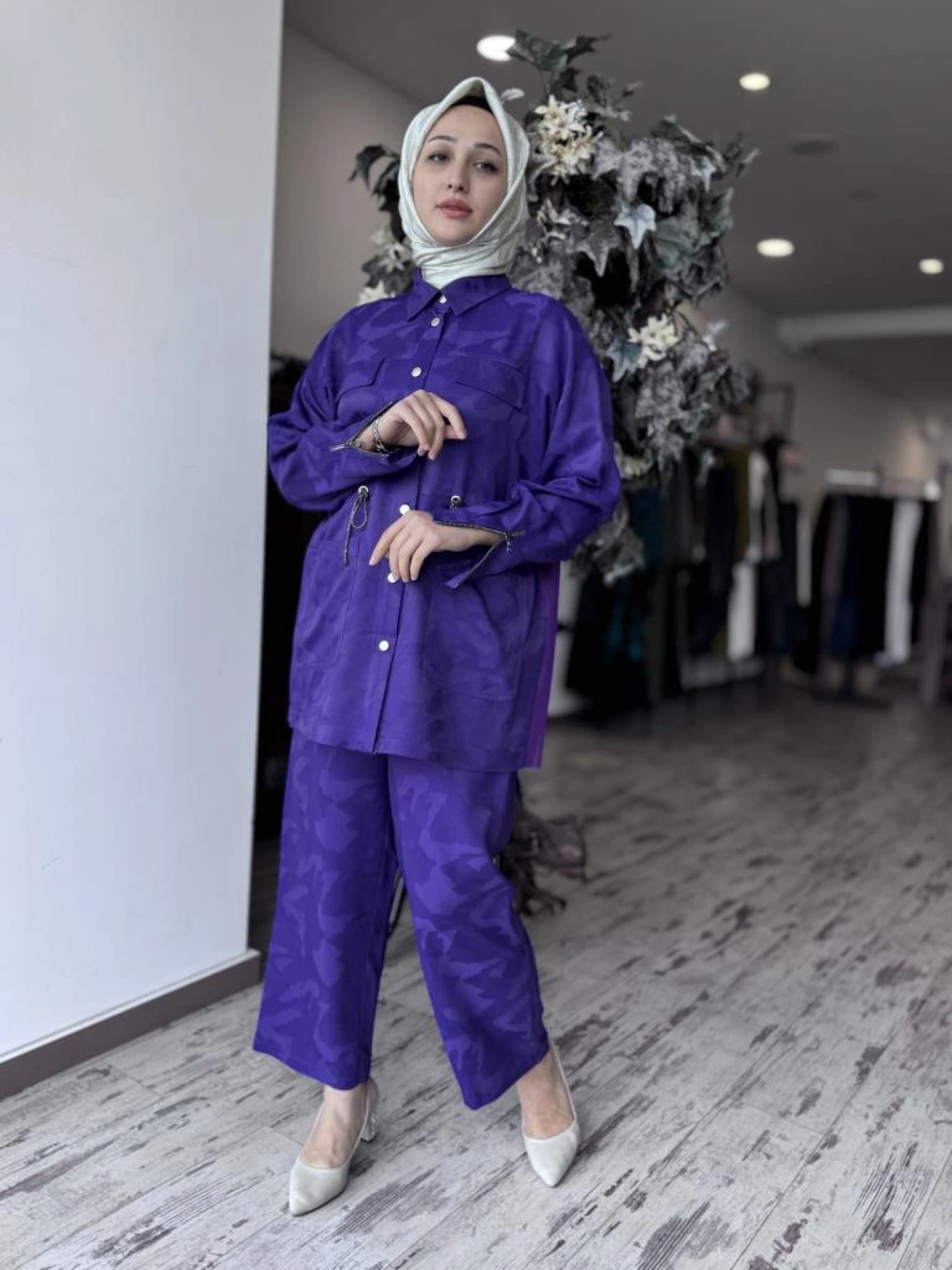 Ghisa Kamuflaj Desen Çıtçıtlı Ceket Pantolon Takım 4082