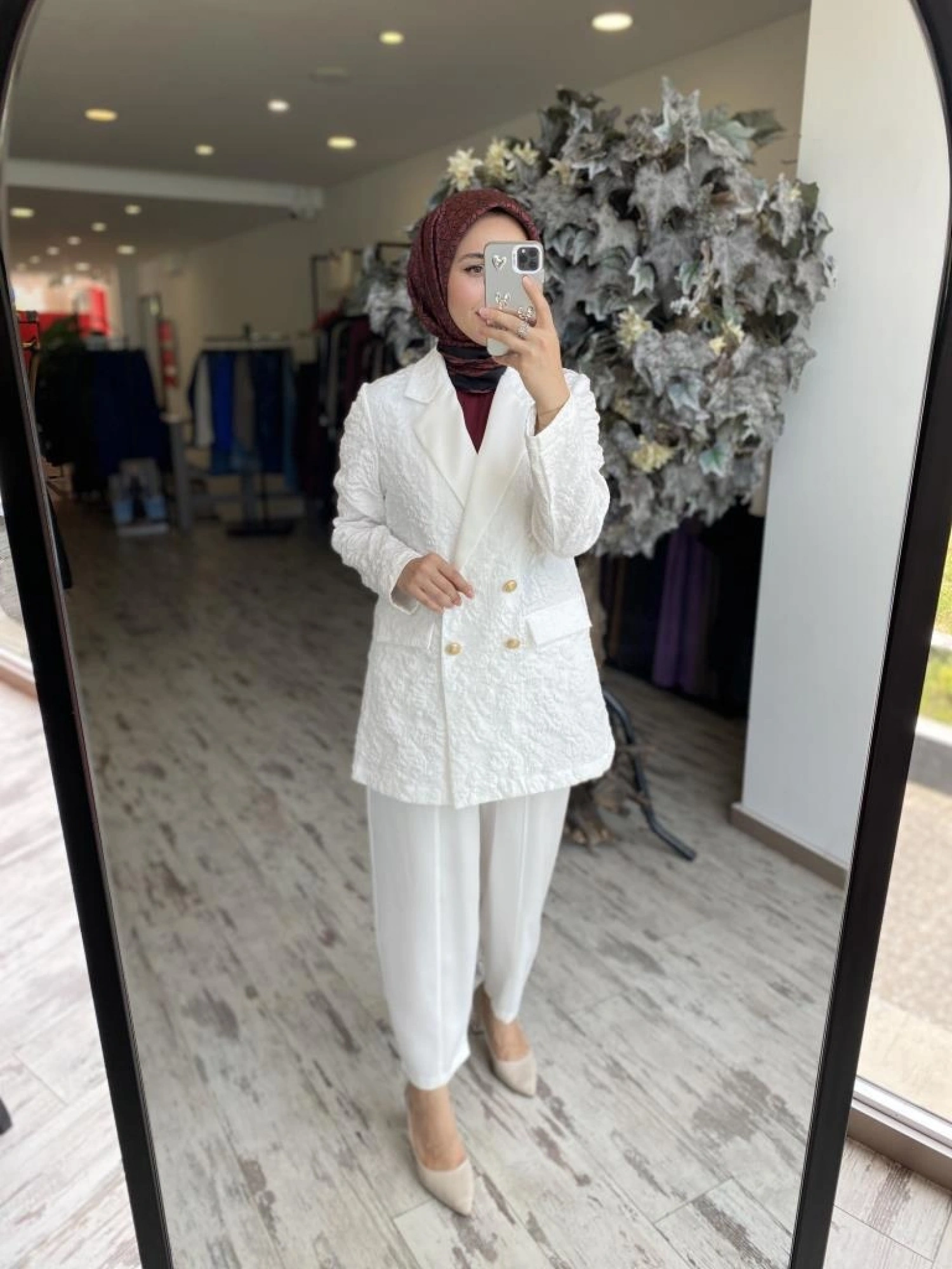 Ghisa Kruvaze Brokar Ceket Saten Pantolon Takım 3110