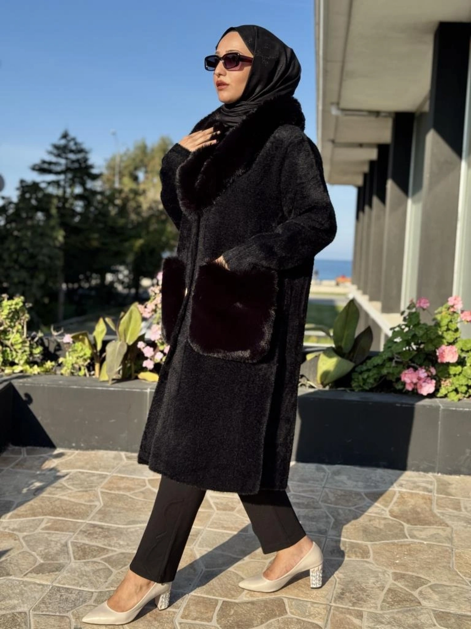 Ghisa Kürk Detaylı Düğmeli Angora Kaban 24111