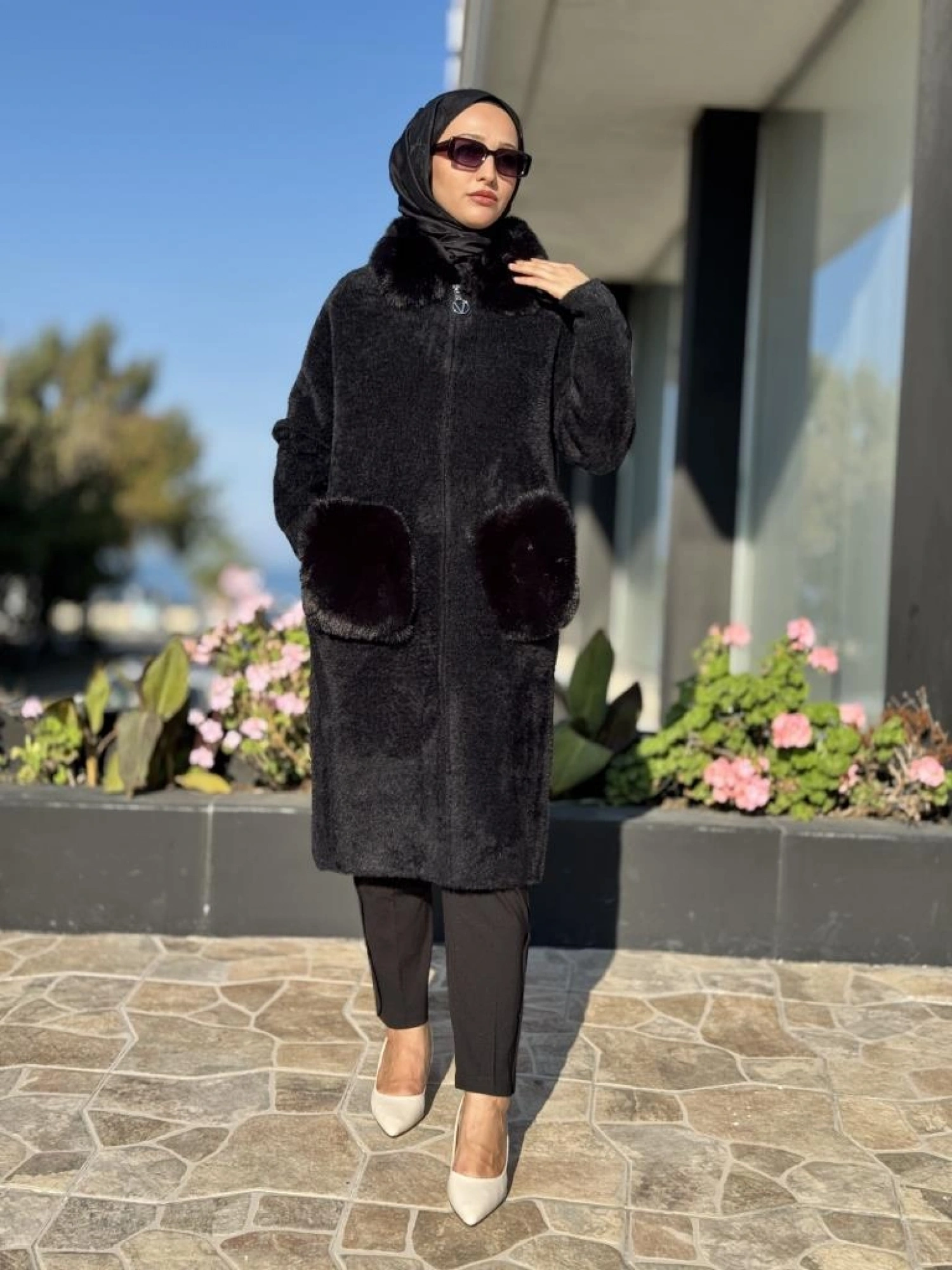 Ghisa Kürk Detaylı Fermuarlı Angora Kaban 2436