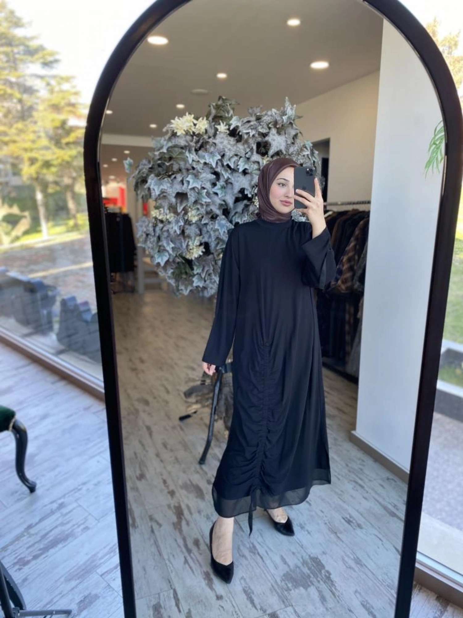 Ghisa Önden Büzmeli Organze Detaylı Elbise 4855