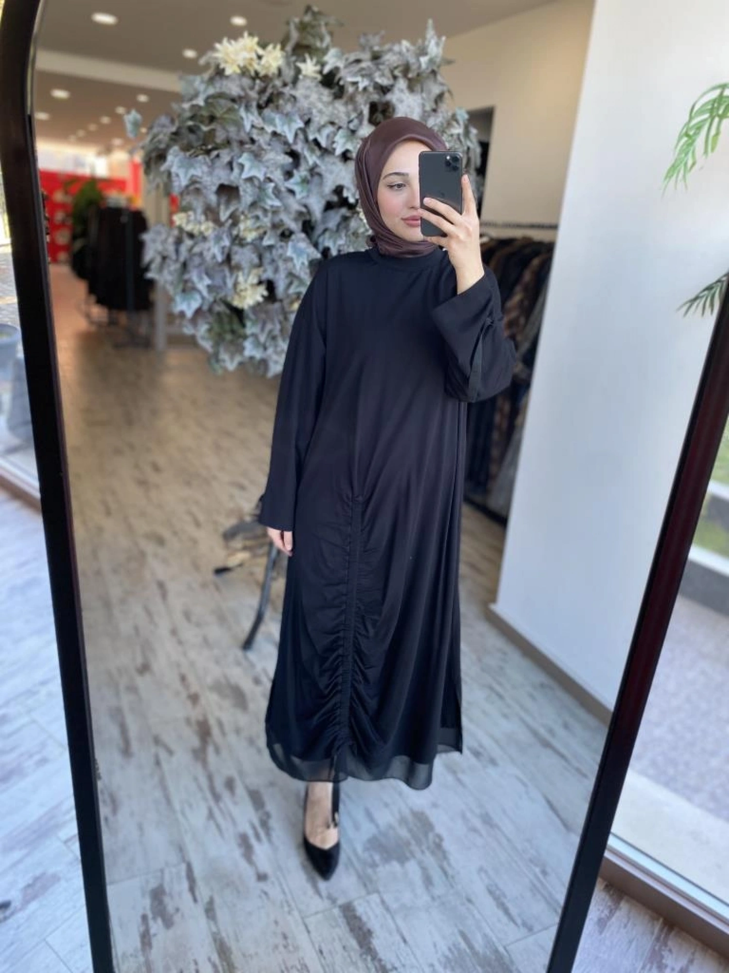 Ghisa Önden Büzmeli Organze Detaylı Elbise 4855