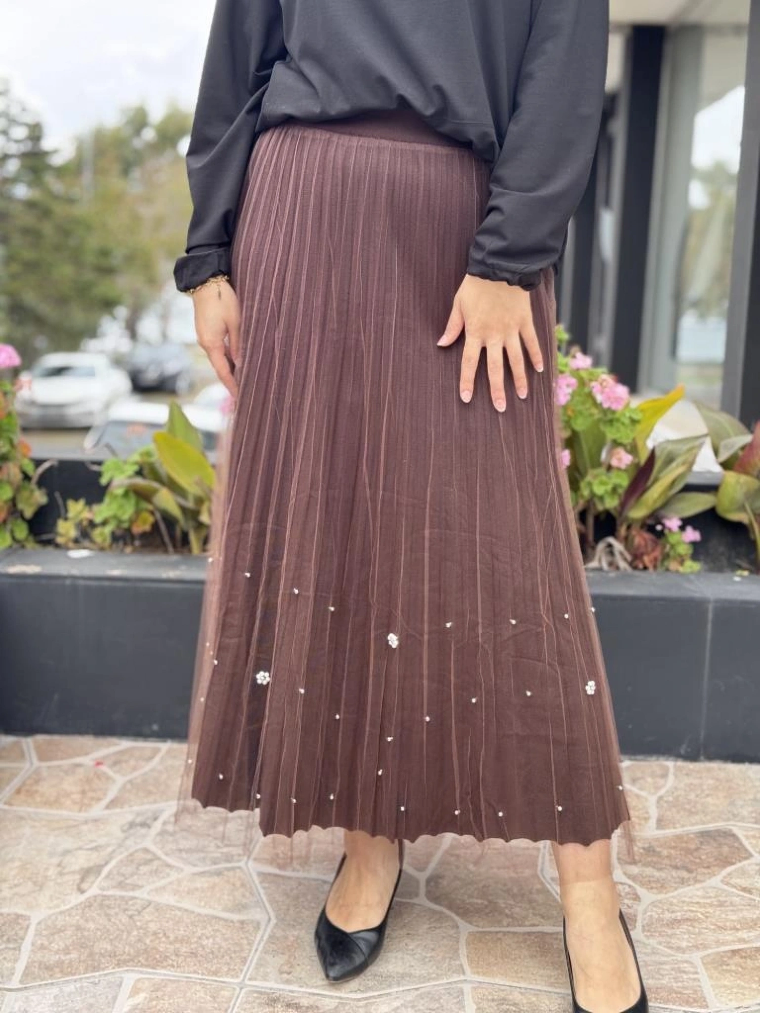 Ghisa Triko Kumaş Mixli Tütü Etek G5343