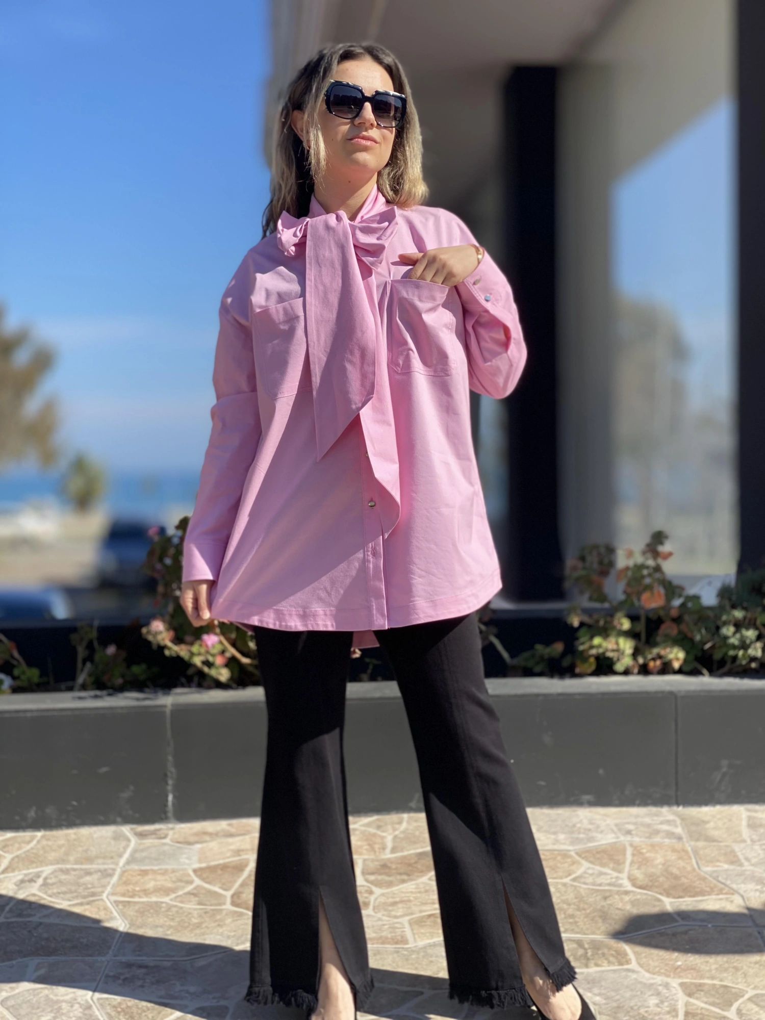 Ghisa Yakası Kuşaklı Gömlek G4521