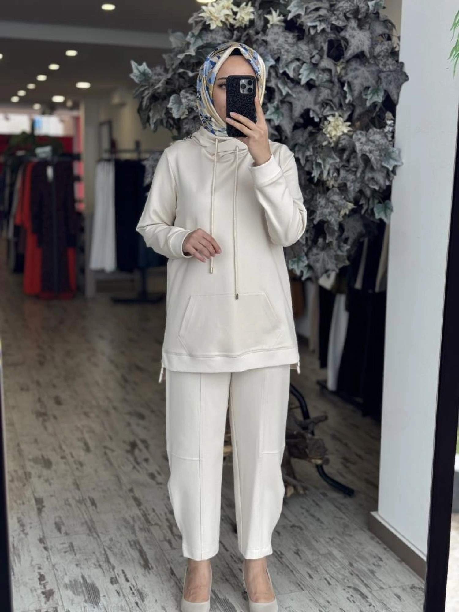 Gırasolem Luxury Kapüşonlu Yanları Fermuarlı Tunik Pantolon Takım