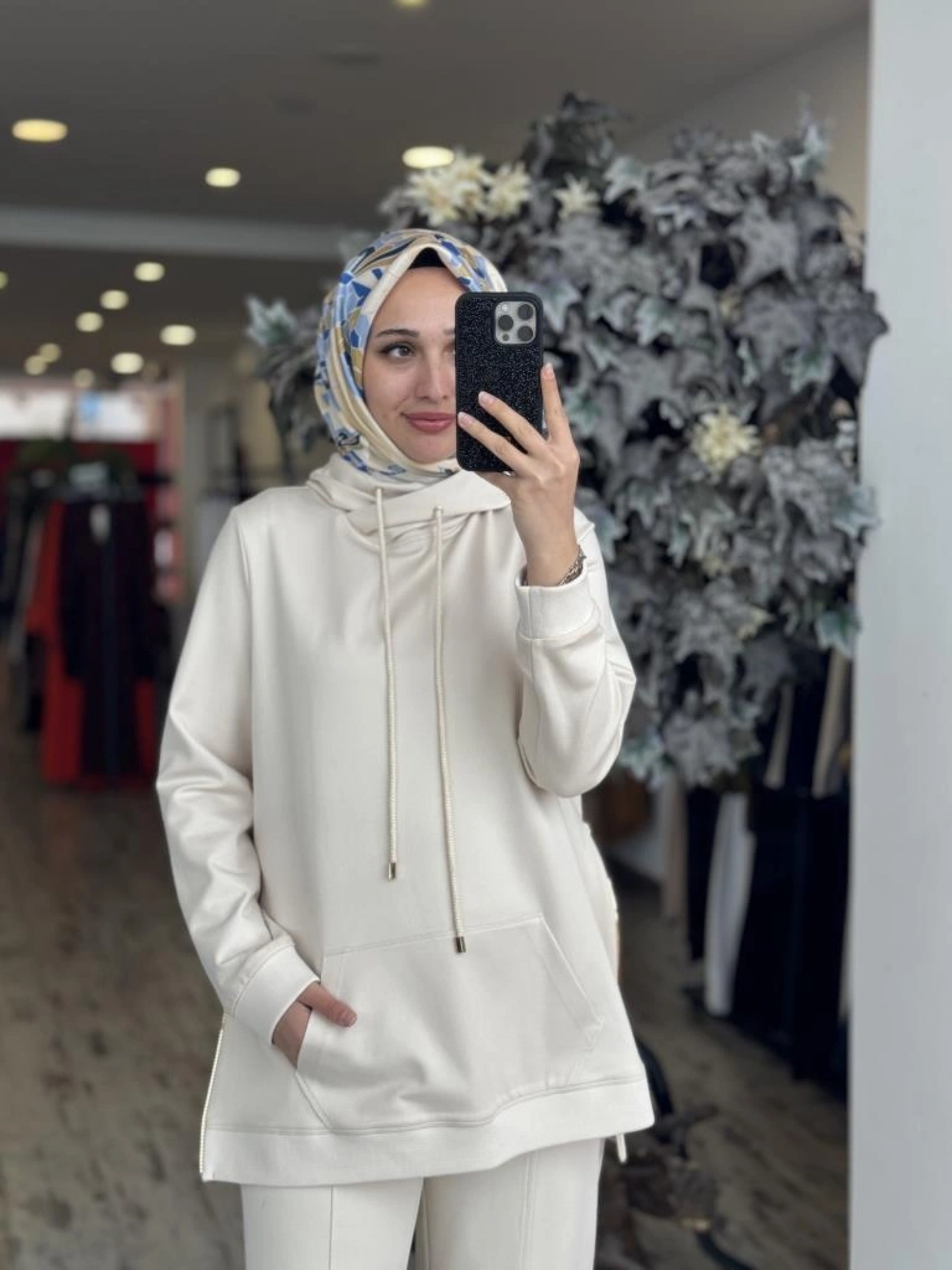 Gırasolem Luxury Kapüşonlu Yanları Fermuarlı Tunik Pantolon Takım