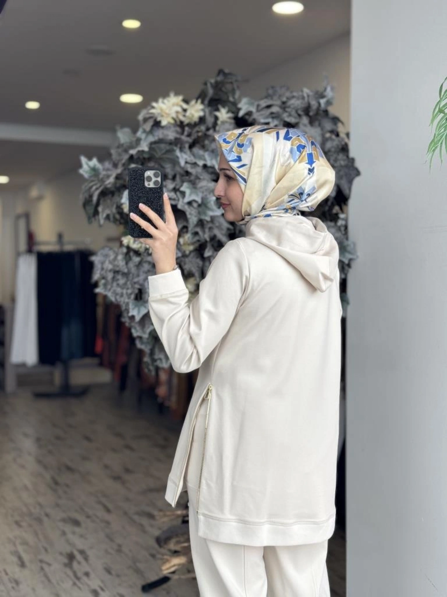 Gırasolem Luxury Kapüşonlu Yanları Fermuarlı Tunik Pantolon Takım