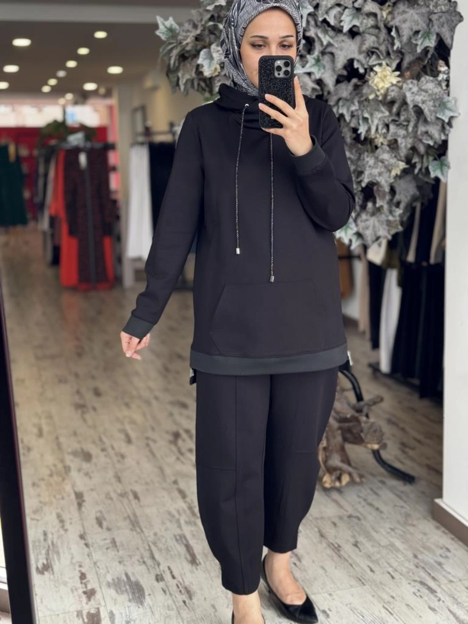 Gırasolem Luxury Kapüşonlu Yanları Fermuarlı Tunik Pantolon Takım