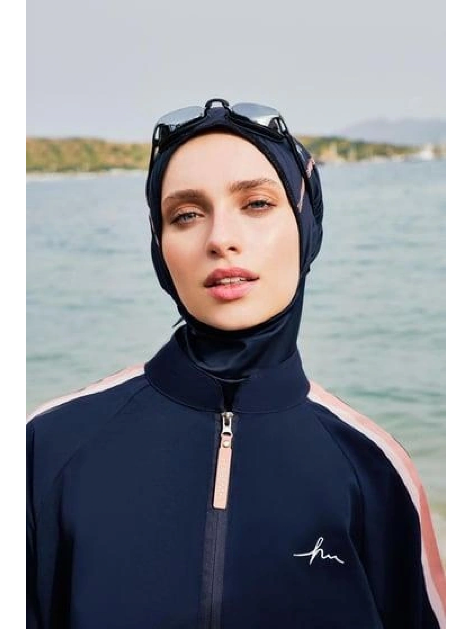 Haşema Esila H-Per Serisi 6 Parça Jileli Lacivert Tam Tesettür Mayo Takımı HSM3125