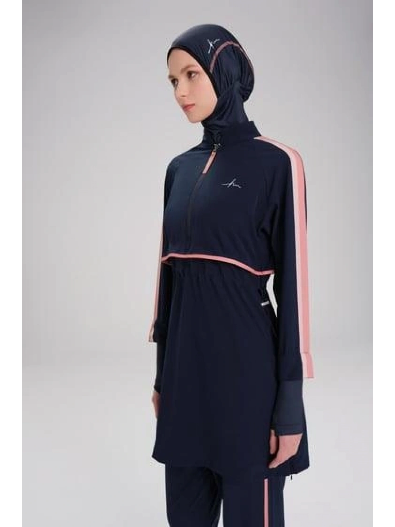 Haşema Esila H-Per Serisi 6 Parça Jileli Lacivert Tam Tesettür Mayo Takımı HSM3125