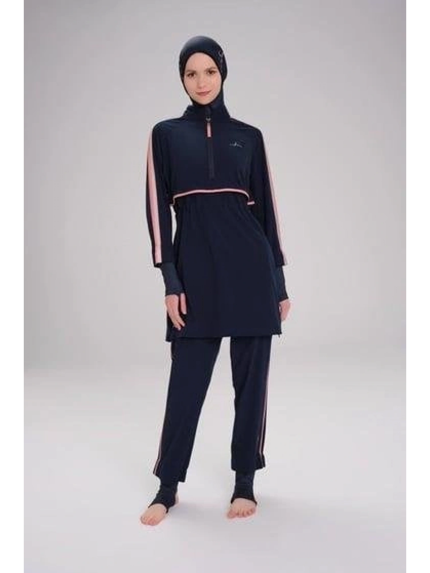 Haşema Esila H-Per Serisi 6 Parça Jileli Lacivert Tam Tesettür Mayo Takımı HSM3125