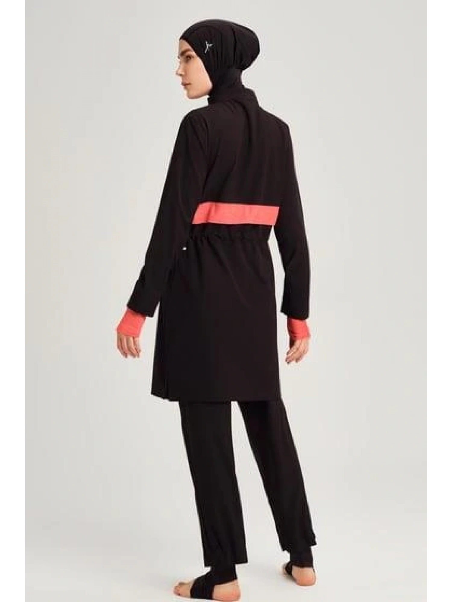 Haşema Esila Monogram Turuncu Şerit Tam Tesettür Tek Mayo Üstü HSM2934