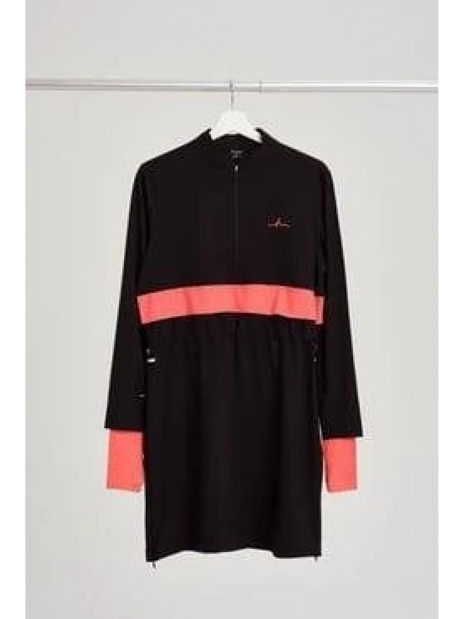 Haşema Esila Monogram Turuncu Şerit Tam Tesettür Tek Mayo Üstü HSM2934