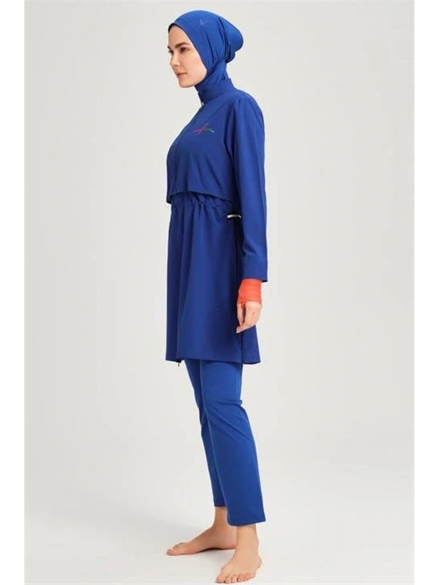 Haşema Esila Serisi 5 Parça Jileli Saks Tam Tesettür Mayo Takımı HSM2934