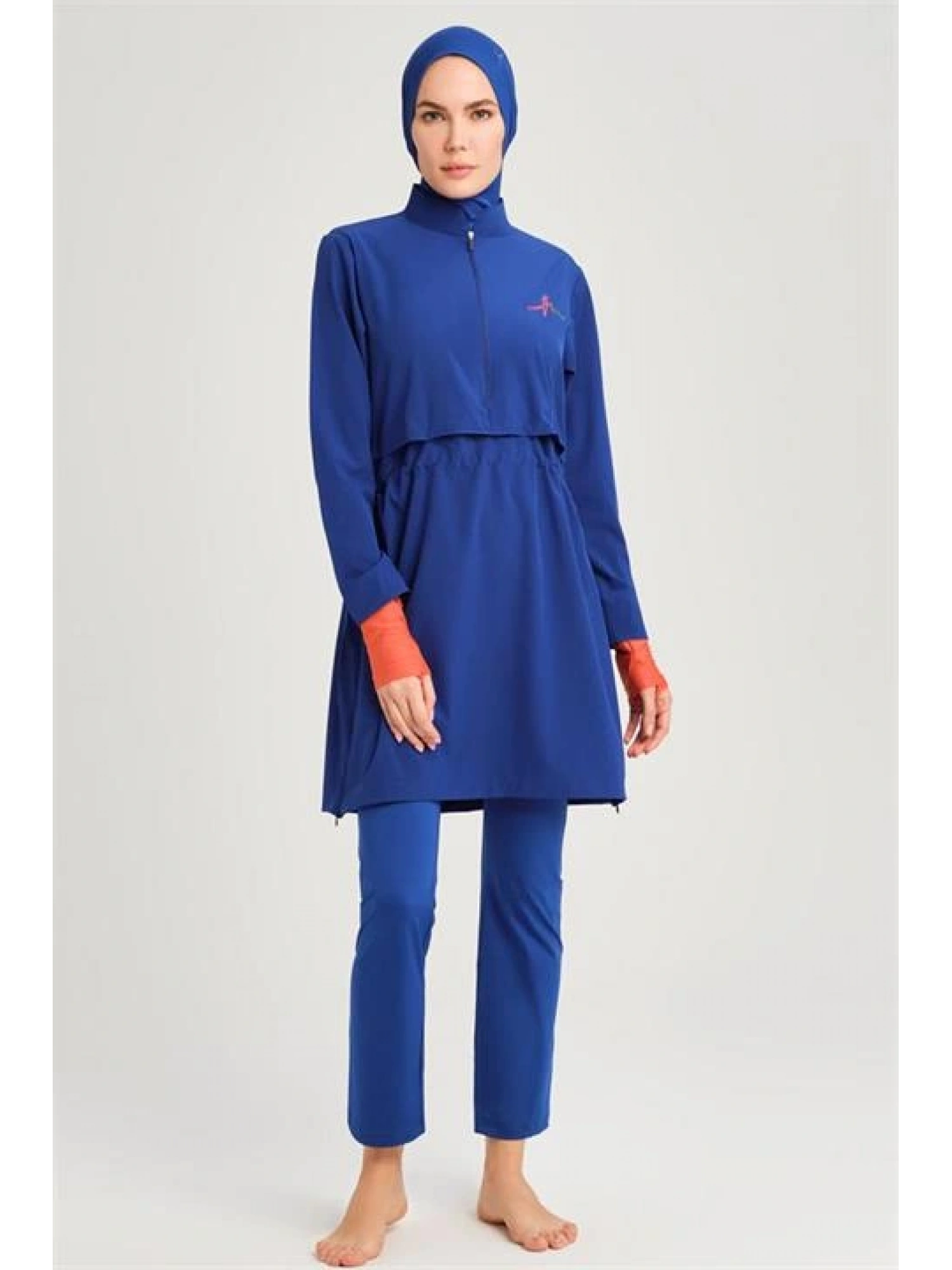 Haşema Esila Serisi 5 Parça Jileli Saks Tam Tesettür Mayo Takımı HSM2934