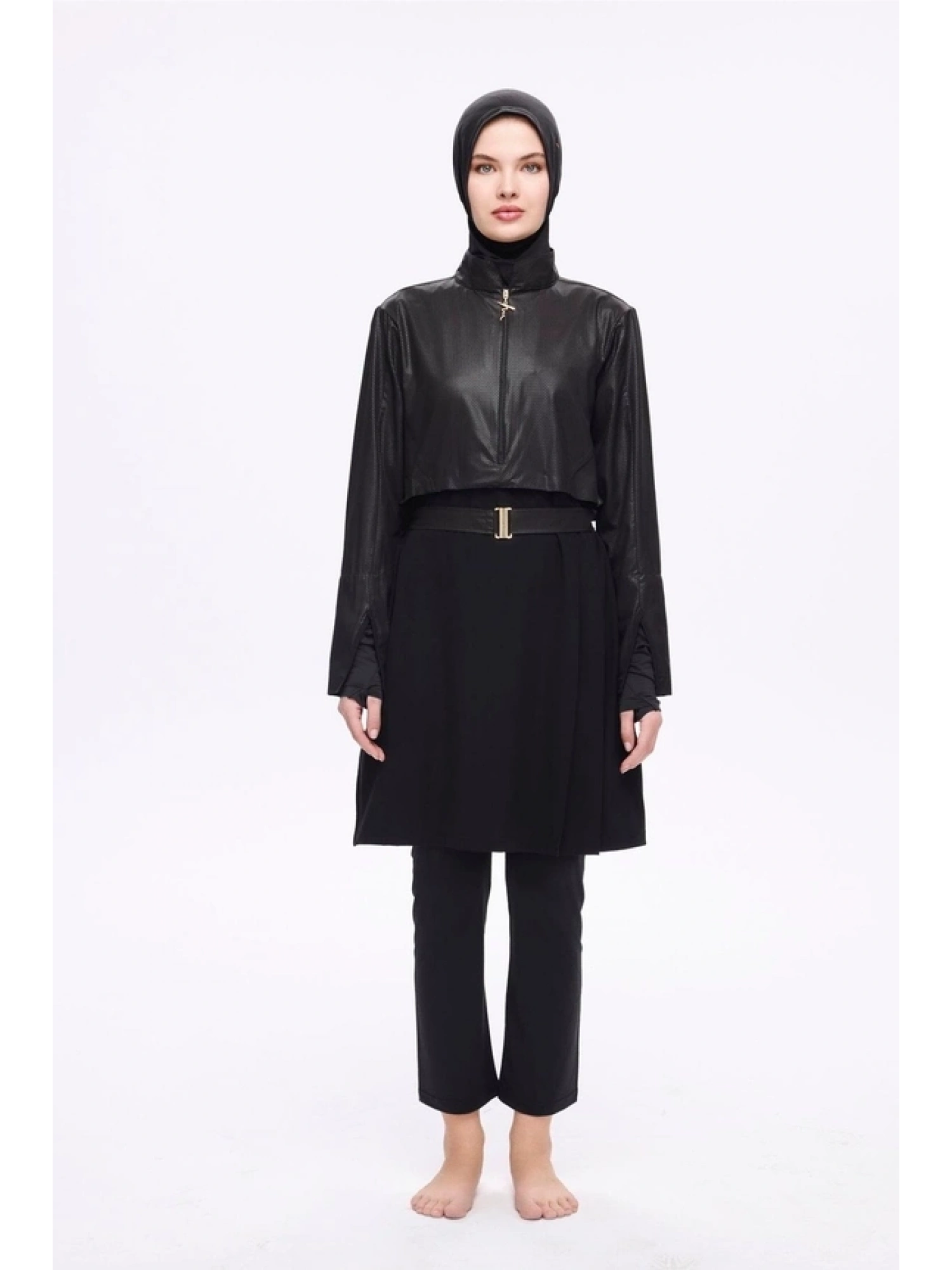 Haşema Kemer Toka Detaylı 5 Parça Siyah Mayo Takımı HSM5027