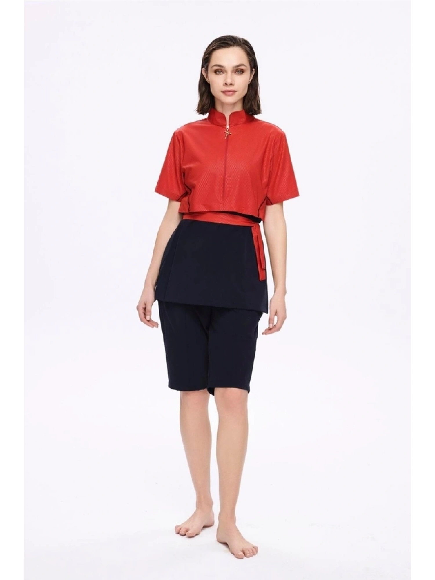 Haşema Kuşak Detaylı 5 Parça Yarı Kapalı Mayo Takımı HSM5046